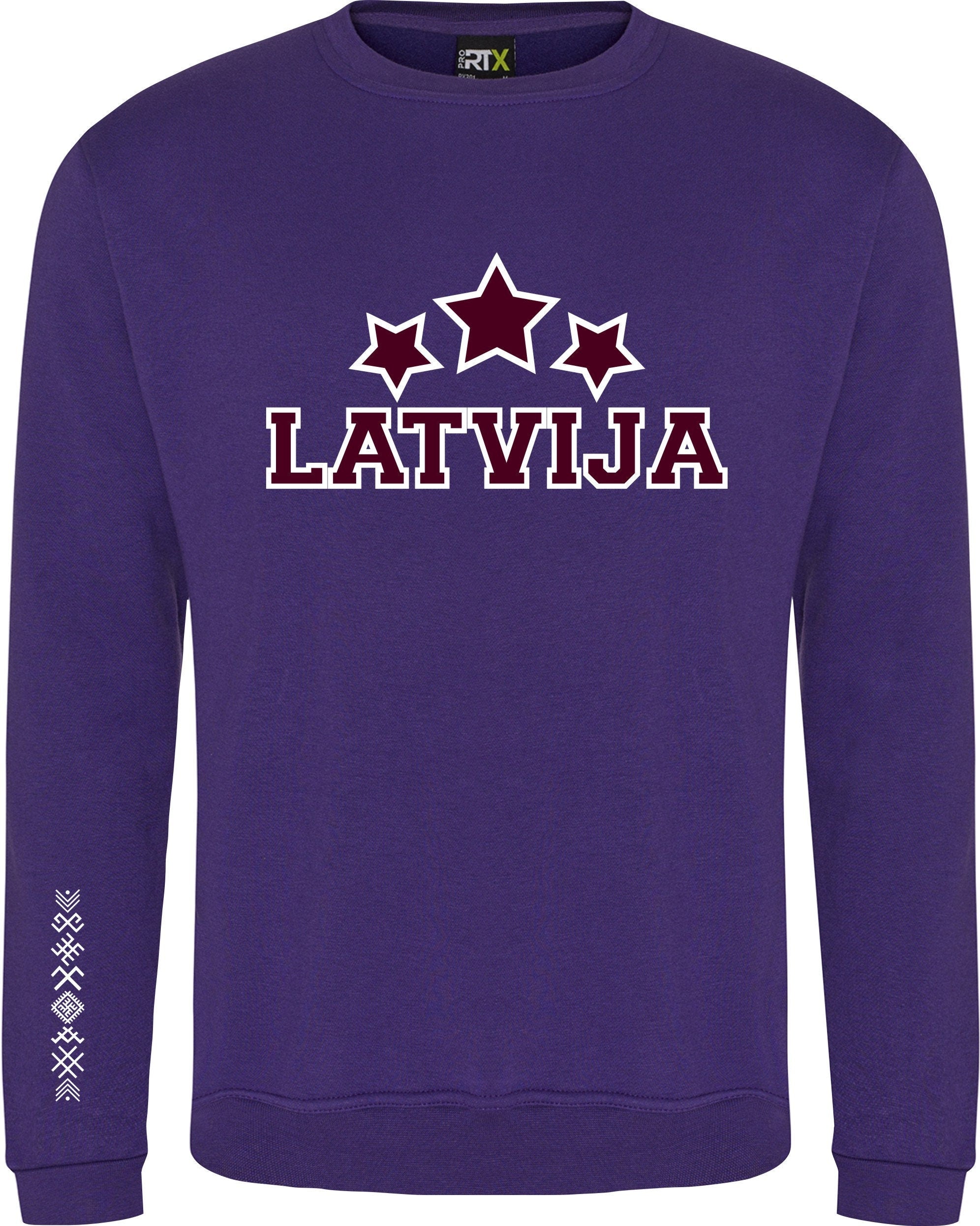 LATVIJA sweatshirt jumper two colour front print  Men / Ladies / Unisex 3 stars jumis symbol 3 zvaigznes Latvia