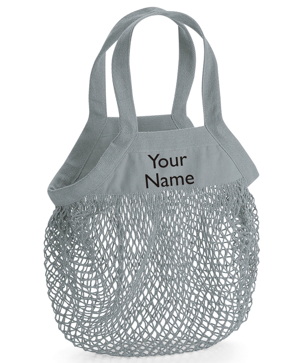 Organic Cotton Mesh 10L Reusuable Grocery Shopping Bag For Life with personalized name Gift Present