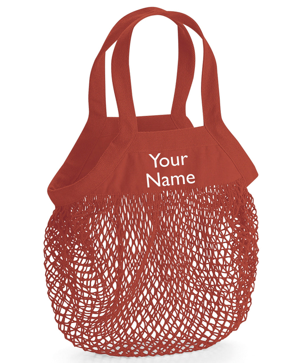 Organic Cotton Mesh 10L Reusuable Grocery Shopping Bag For Life with personalized name Gift Present