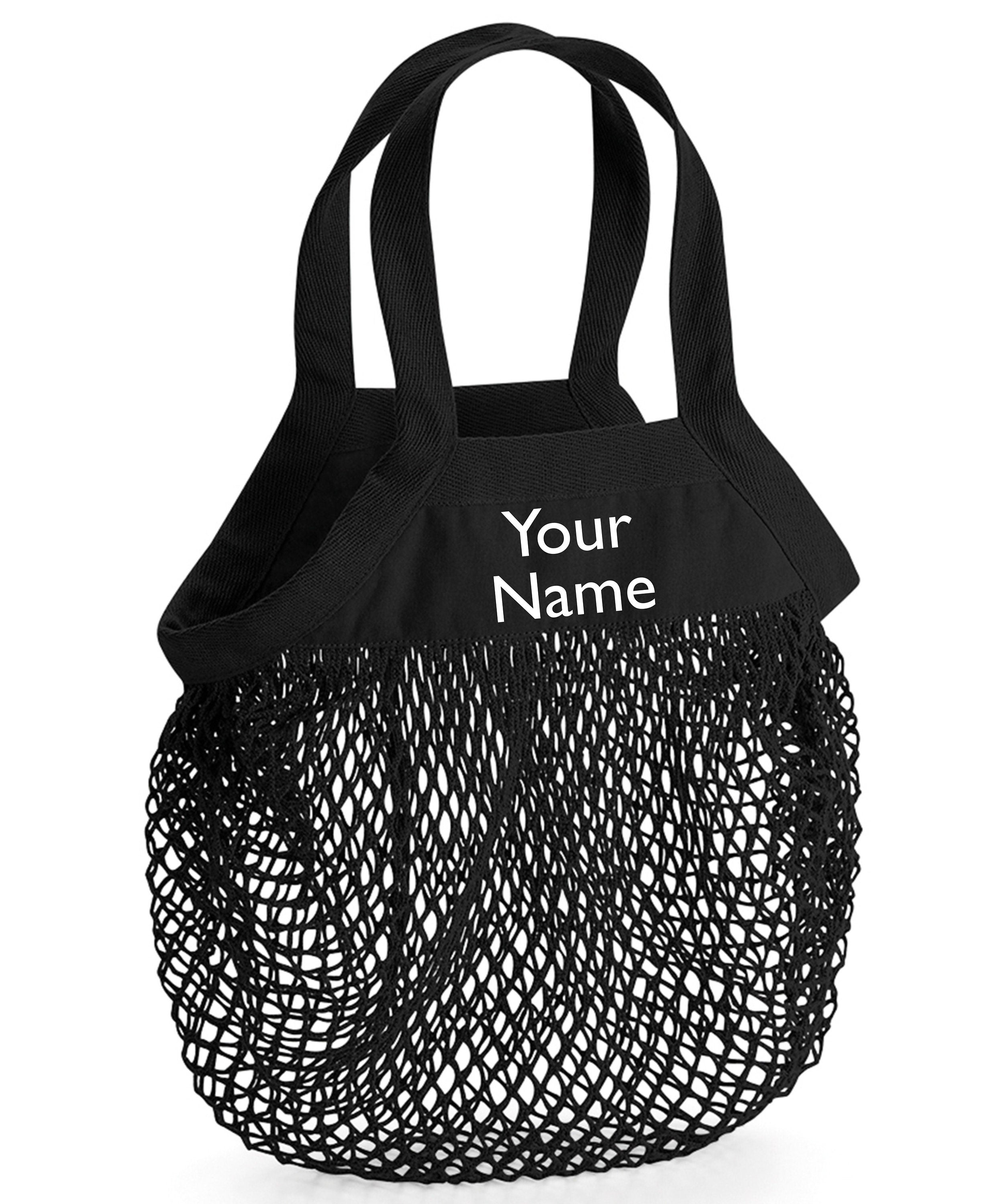 Organic Cotton Mesh 10L Reusuable Grocery Shopping Bag For Life with personalized name Gift Present