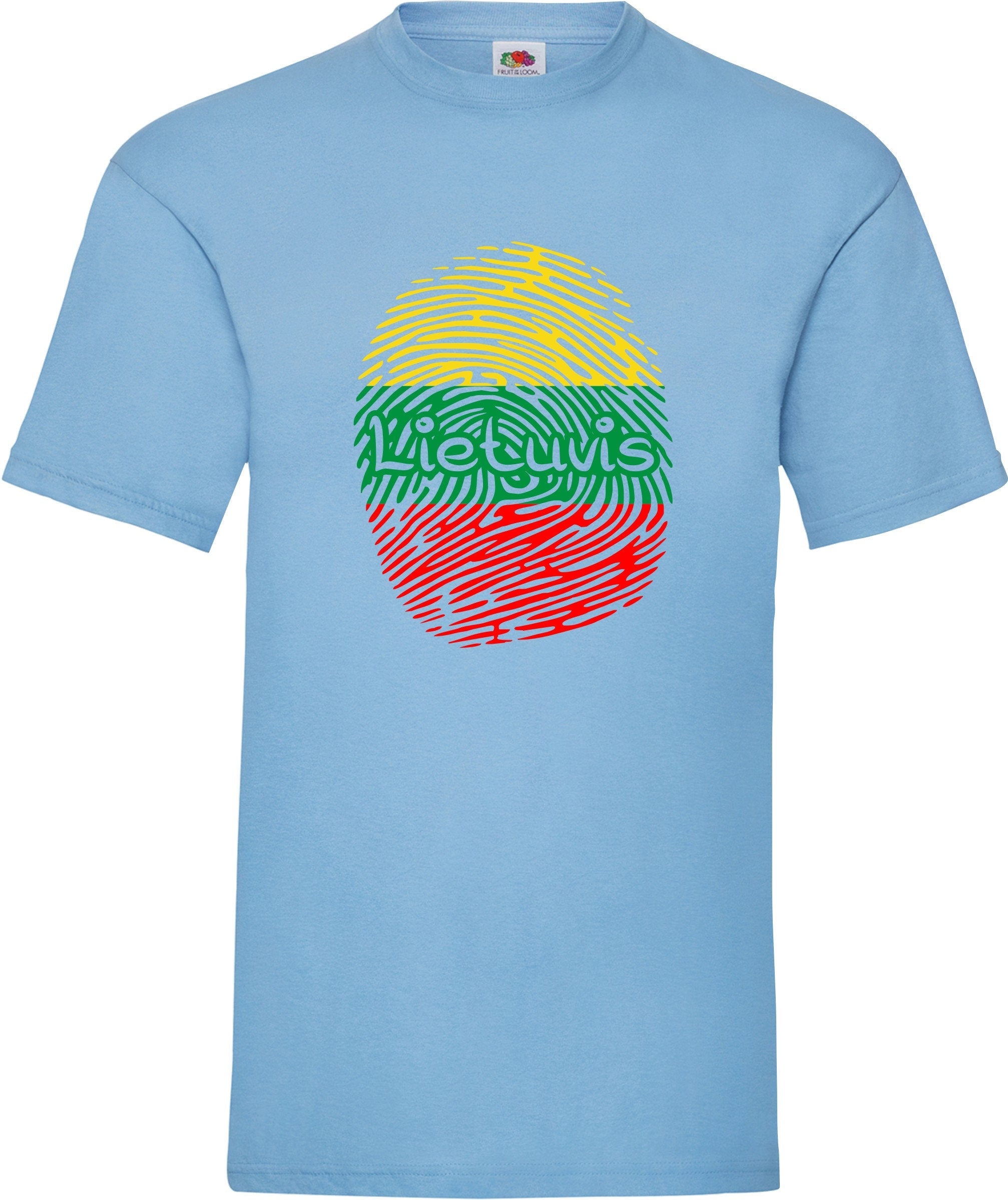 Lietuvis fingerprint printed t-shirt Lithuanian style Mens Lietuva Patriotic Gift present top