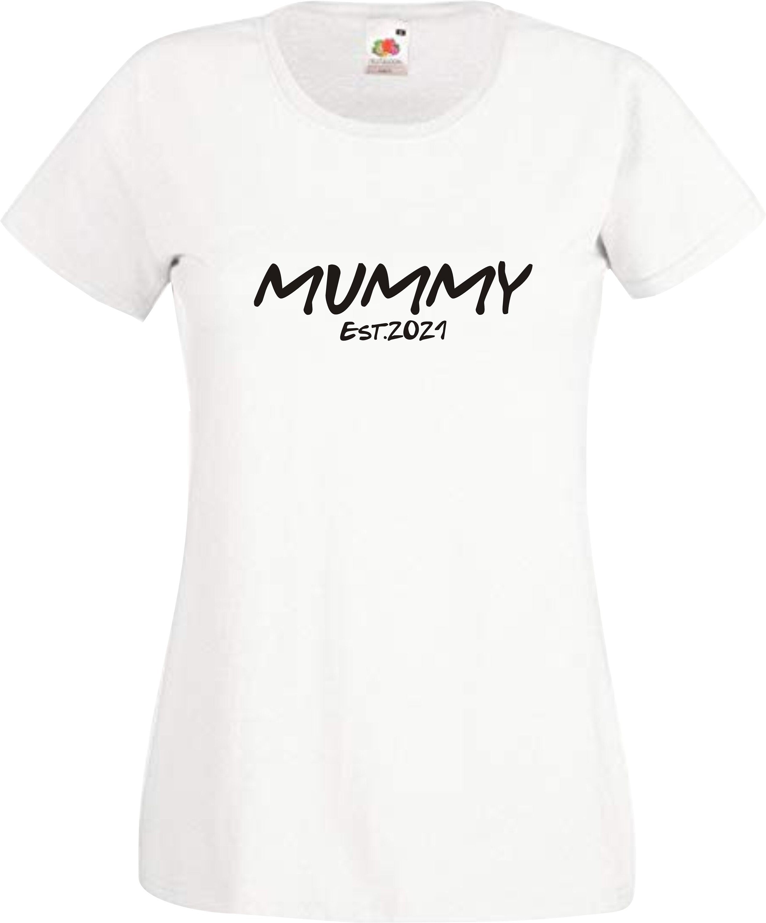 Mummy Established 2021 lady fit printed t-shirt, New Mum Baby born Gift Present