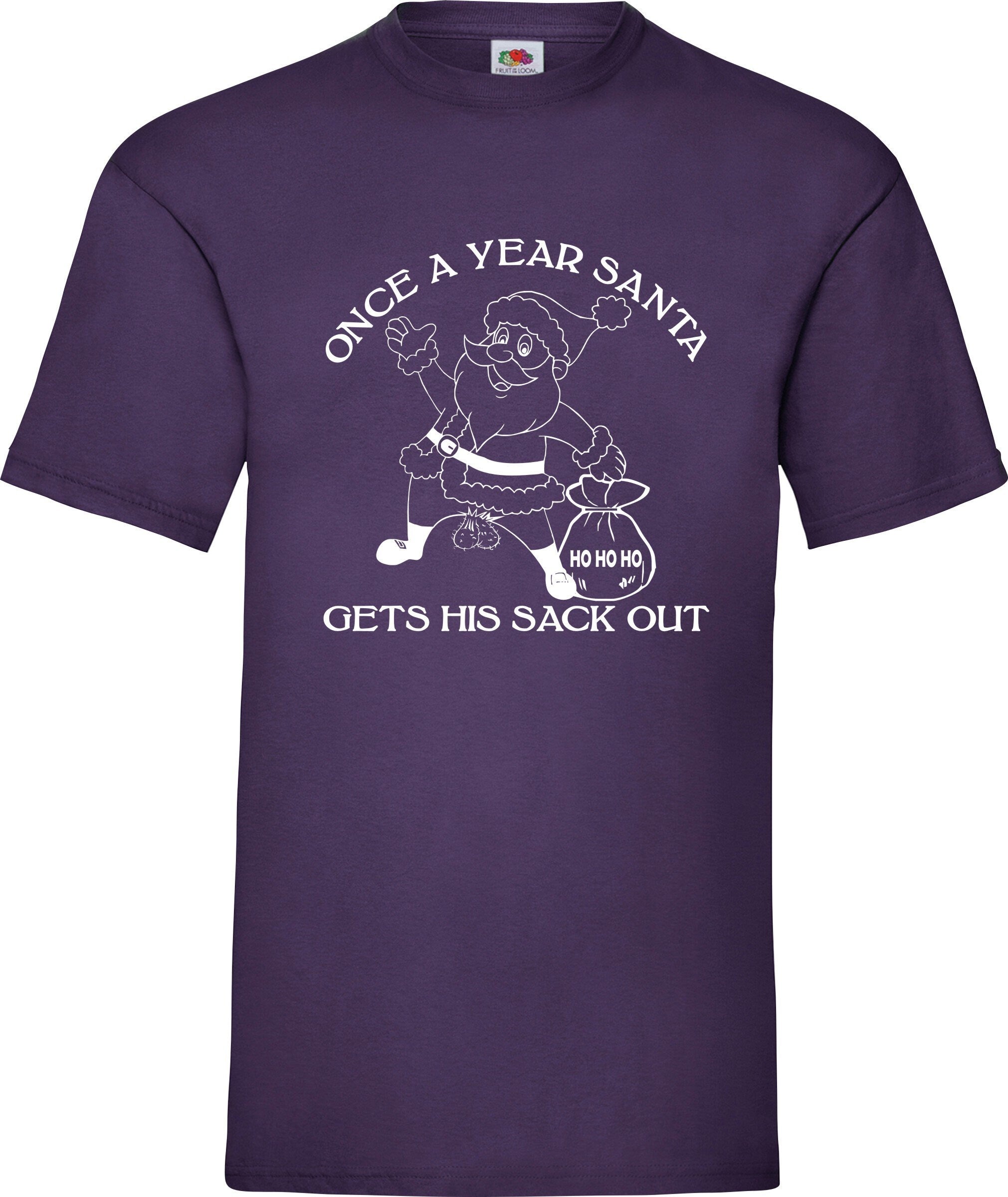 Once a year Santa get his sack out Christmas Top rude Tee joke funny T shirt