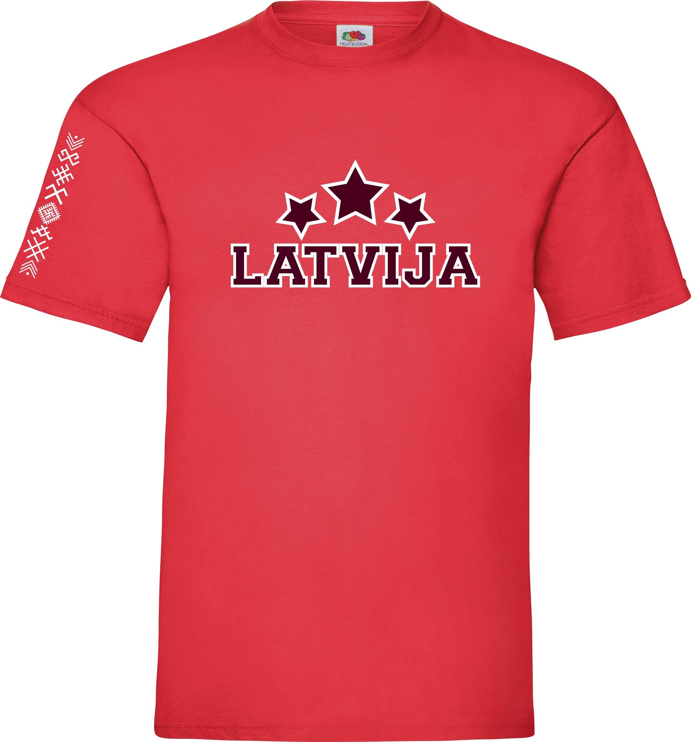 Latvija LATVIA symbol print t-shirt ornamenti jumis 3 zvaigznes t-krekls
