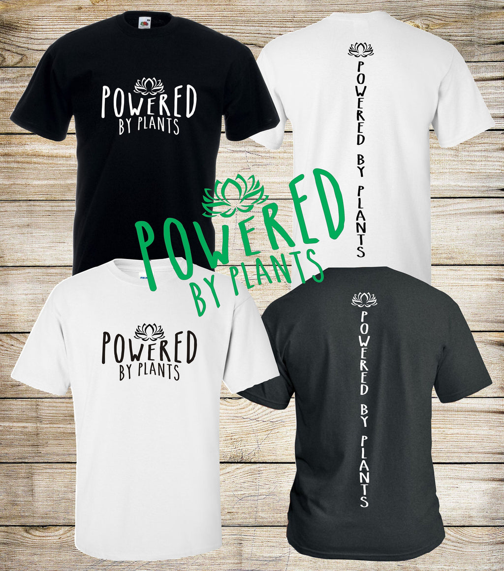 Powered By Plants Unisex T shirt Vegan Vegetarian Animal Lover