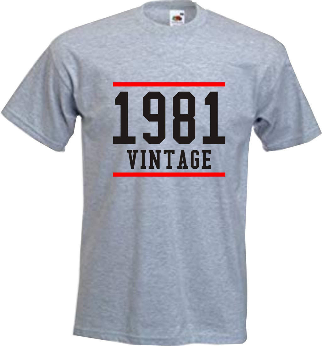 1981 Vintage Year printed  on unisex t-shirt personalised present, 40th, 30th Birthday gift