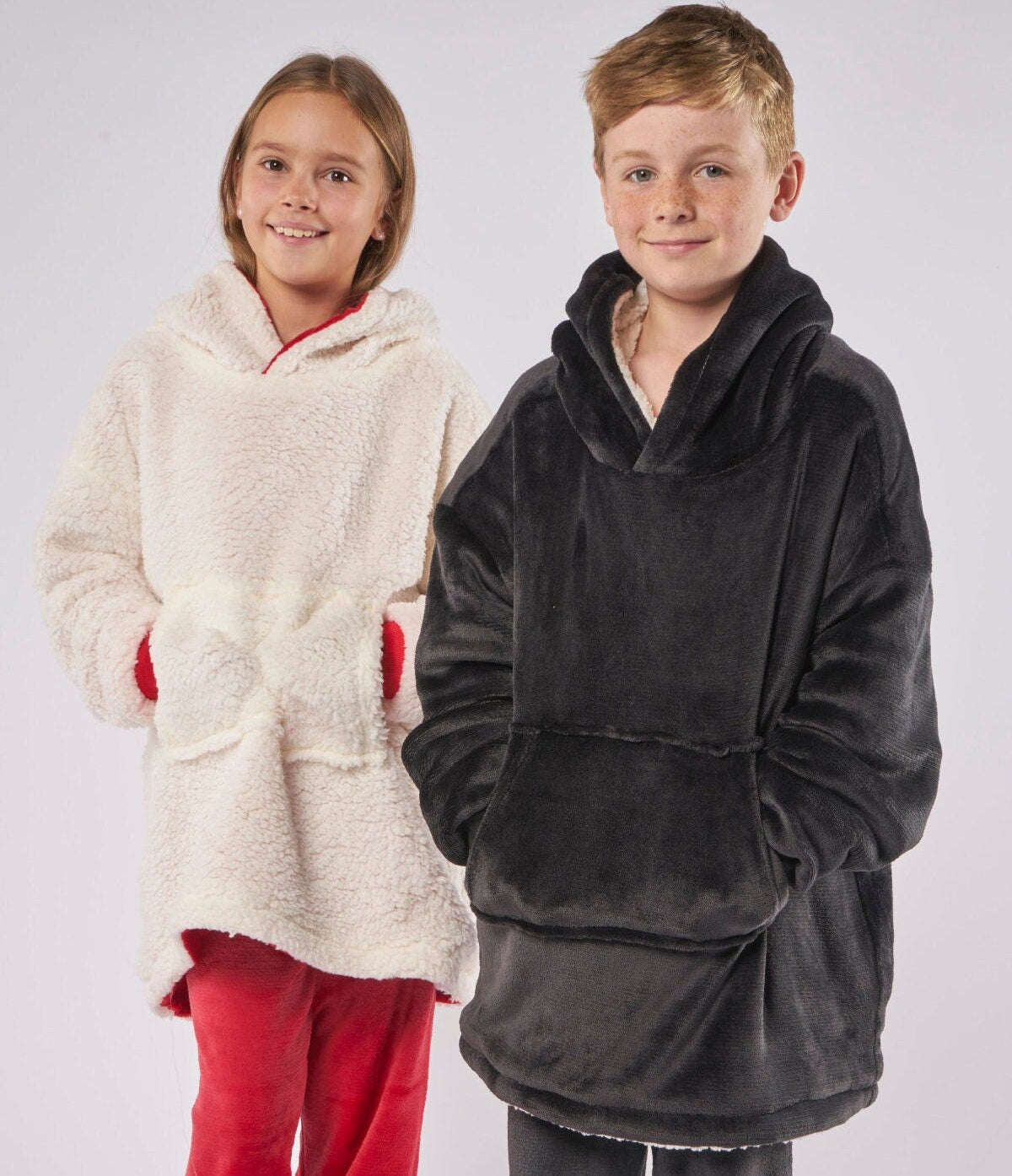 The Kids Ribbon oversized cosy reversible sherpa hoodie Christmas gift present Super-soft microfleece
