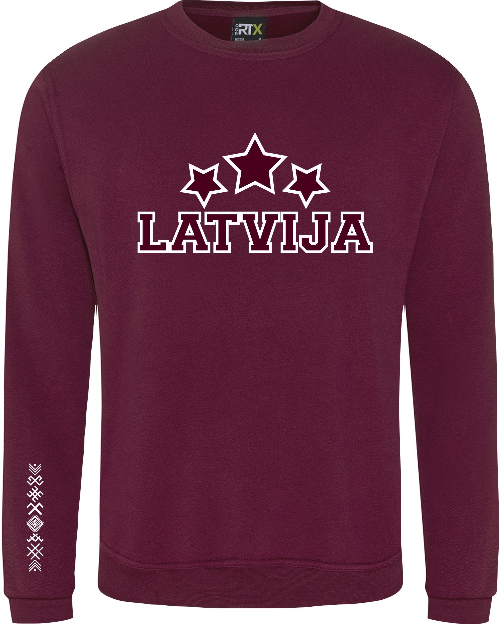 LATVIJA sweatshirt jumper two colour front print  Men / Ladies / Unisex 3 stars jumis symbol 3 zvaigznes Latvia