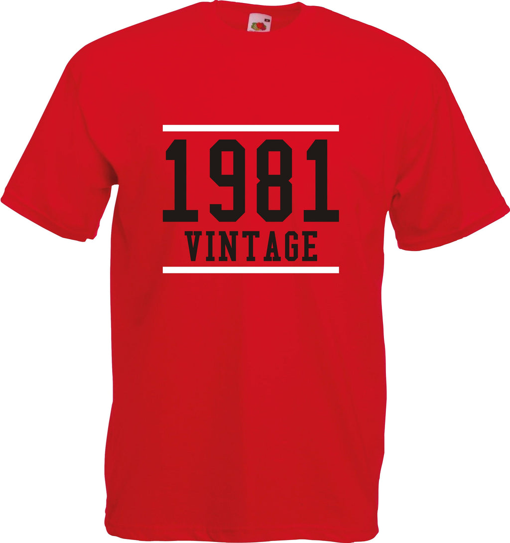 1981 Vintage Year printed  on unisex t-shirt personalised present, 40th, 30th Birthday gift