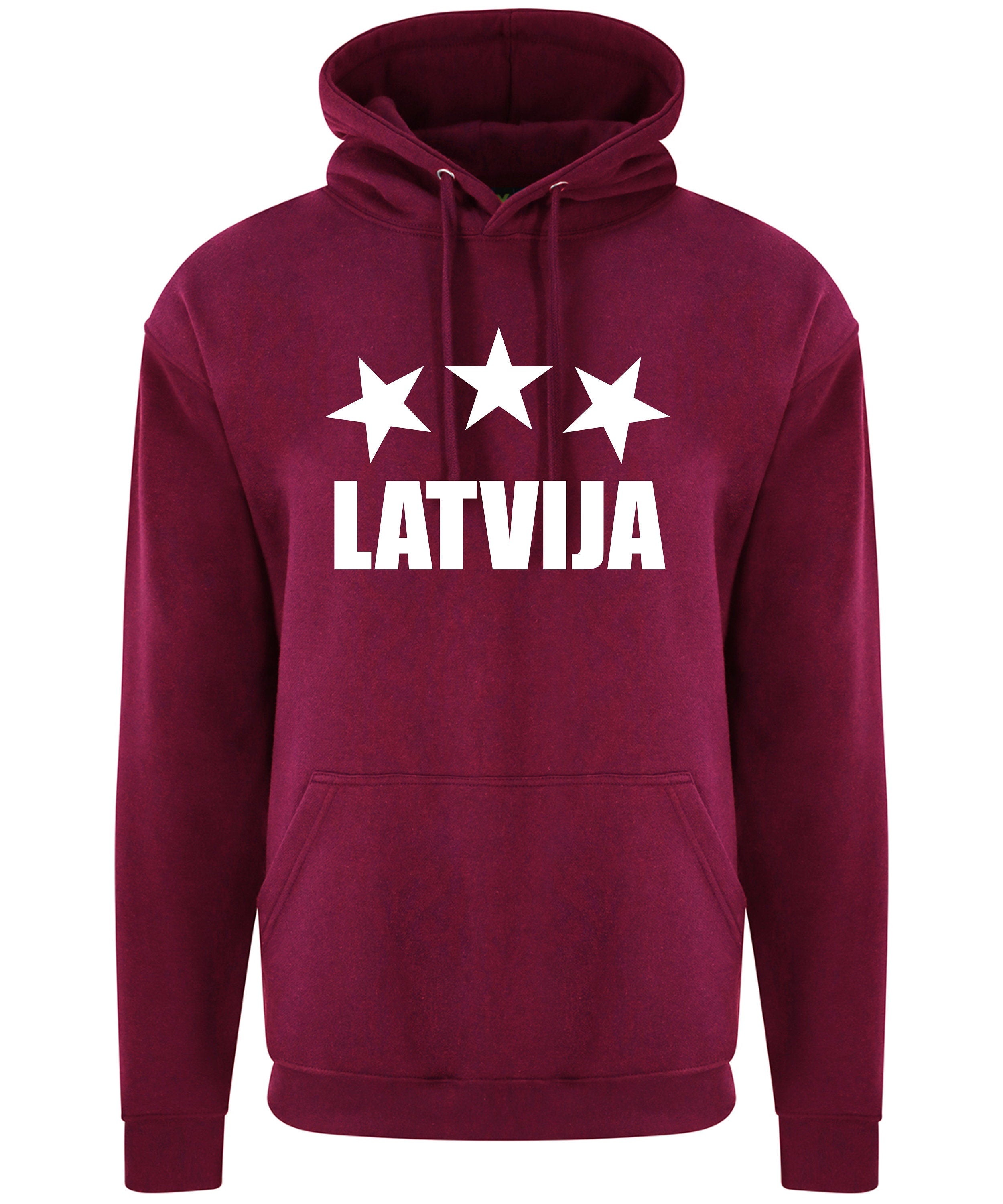 LATVIJA Hoodie burgundy white 3 stars made in Latvija jumis symbol 3 zvaigznes Latvia all sizes Varsity  Hoodie Unisex Gift