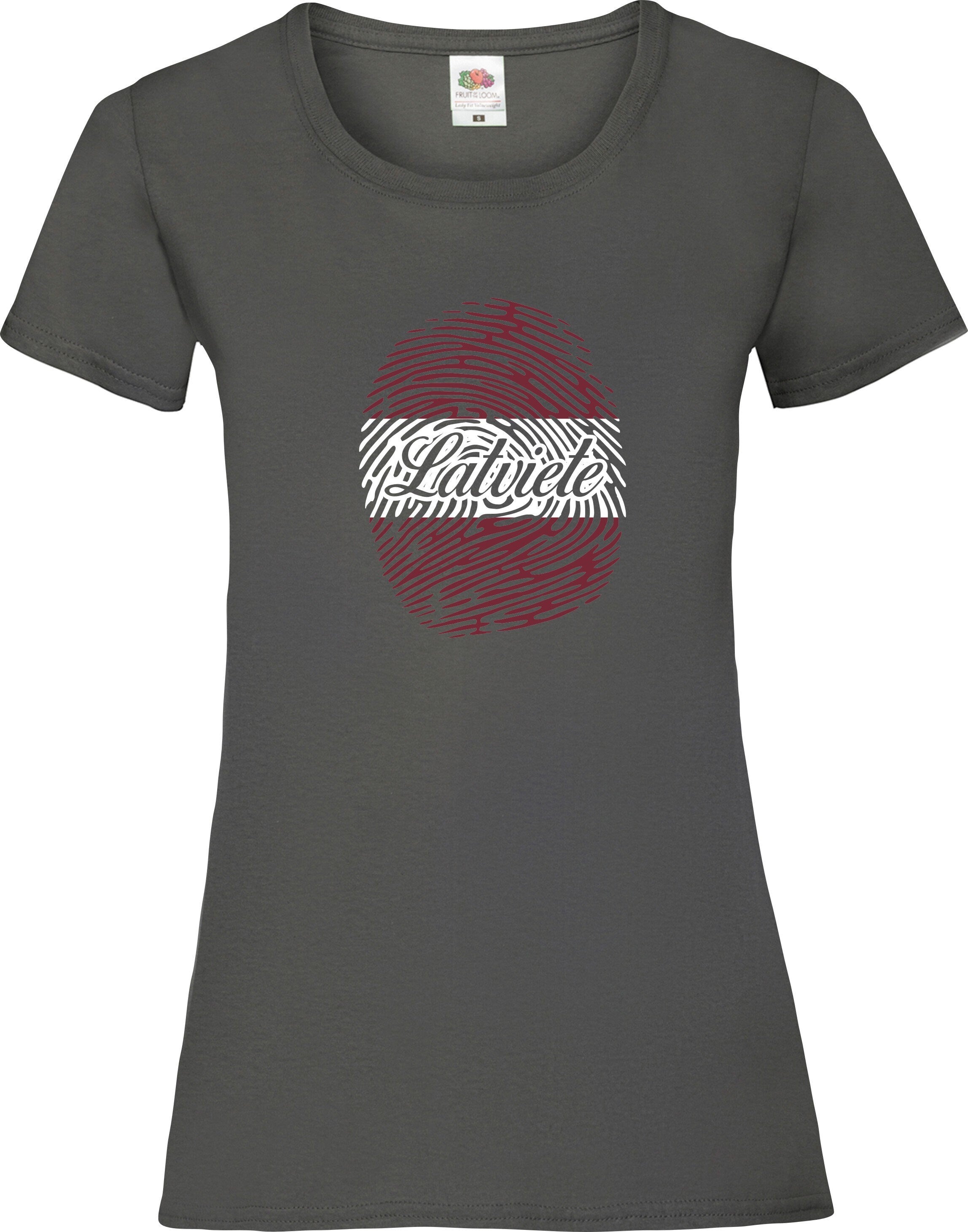 Latviete fingerprint lady fit printed t-shirt, Latvia, Latvian style patriotic Latviete t-krekls dāvana