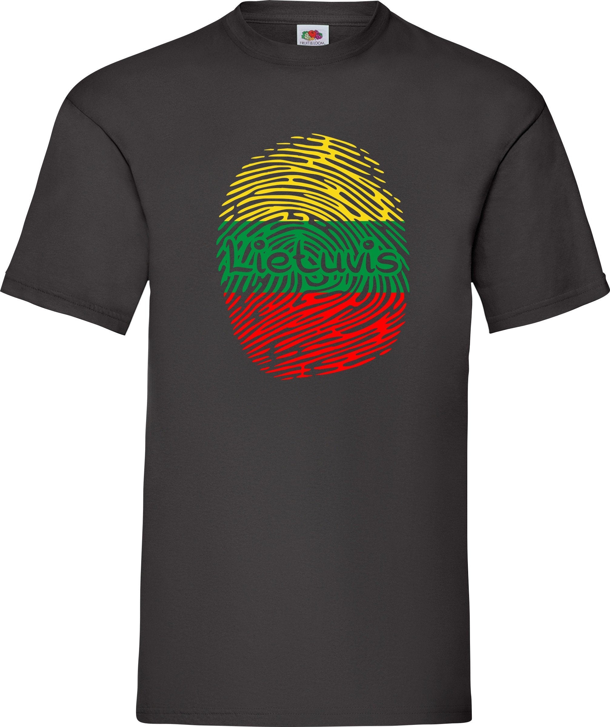 Lietuvis fingerprint printed t-shirt Lithuanian style Mens Lietuva Patriotic Gift present top