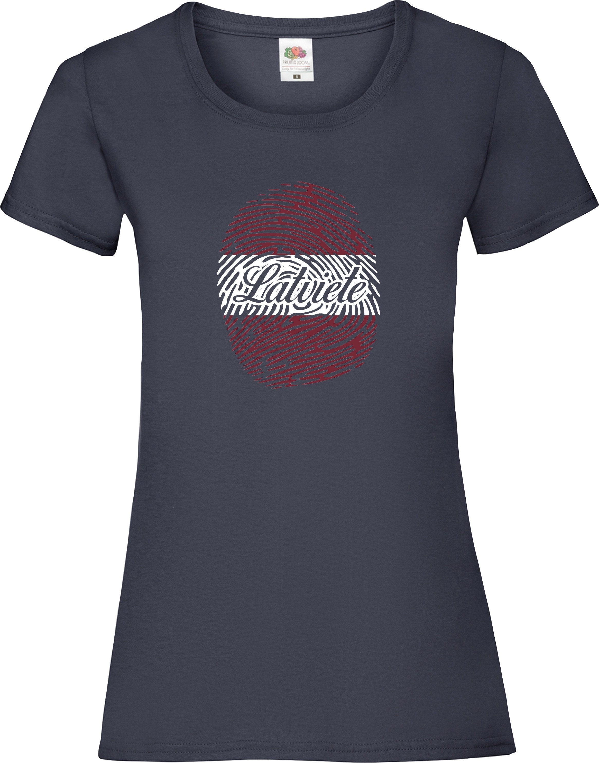 Latviete fingerprint lady fit printed t-shirt, Latvia, Latvian style patriotic Latviete t-krekls dāvana