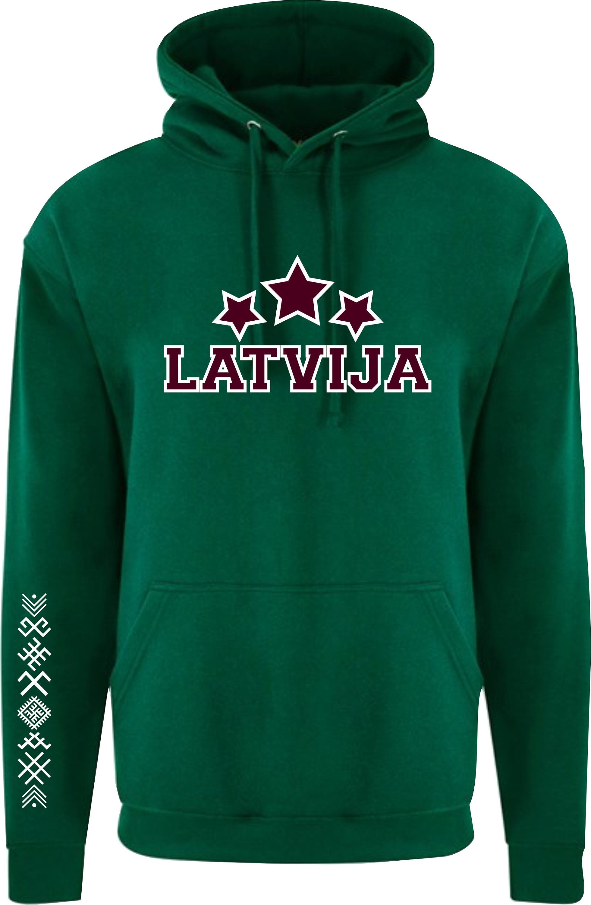 LATVIJA Hoodie two colour front print  Men / Ladies / Unisex 3 stars jumis symbol 3 zvaigznes Latvia