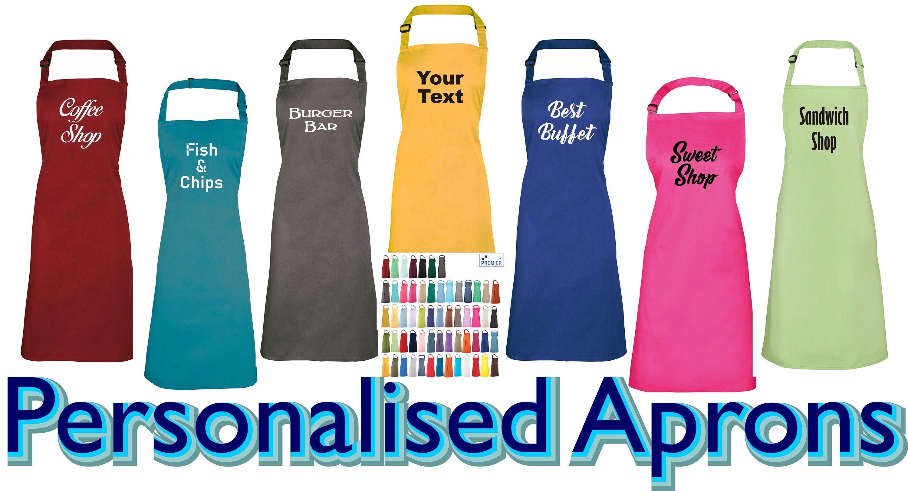 Personalised Premier Bib Apron Adult / Kitchen / Bar / Restaurant / Cafe / Shop / Chef / Waiters Wear Workwear Business Catering