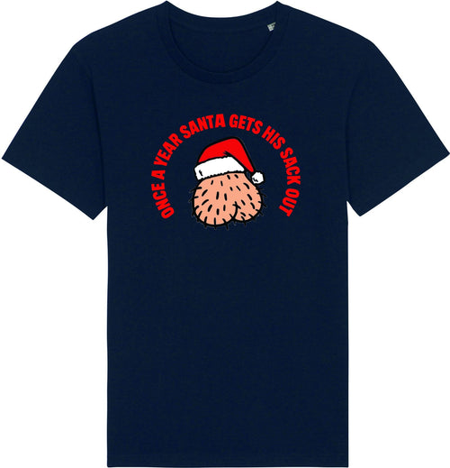 CHRISTMAS Tee Once a year Santa get’s his sacks out unisex adult t-shirt top