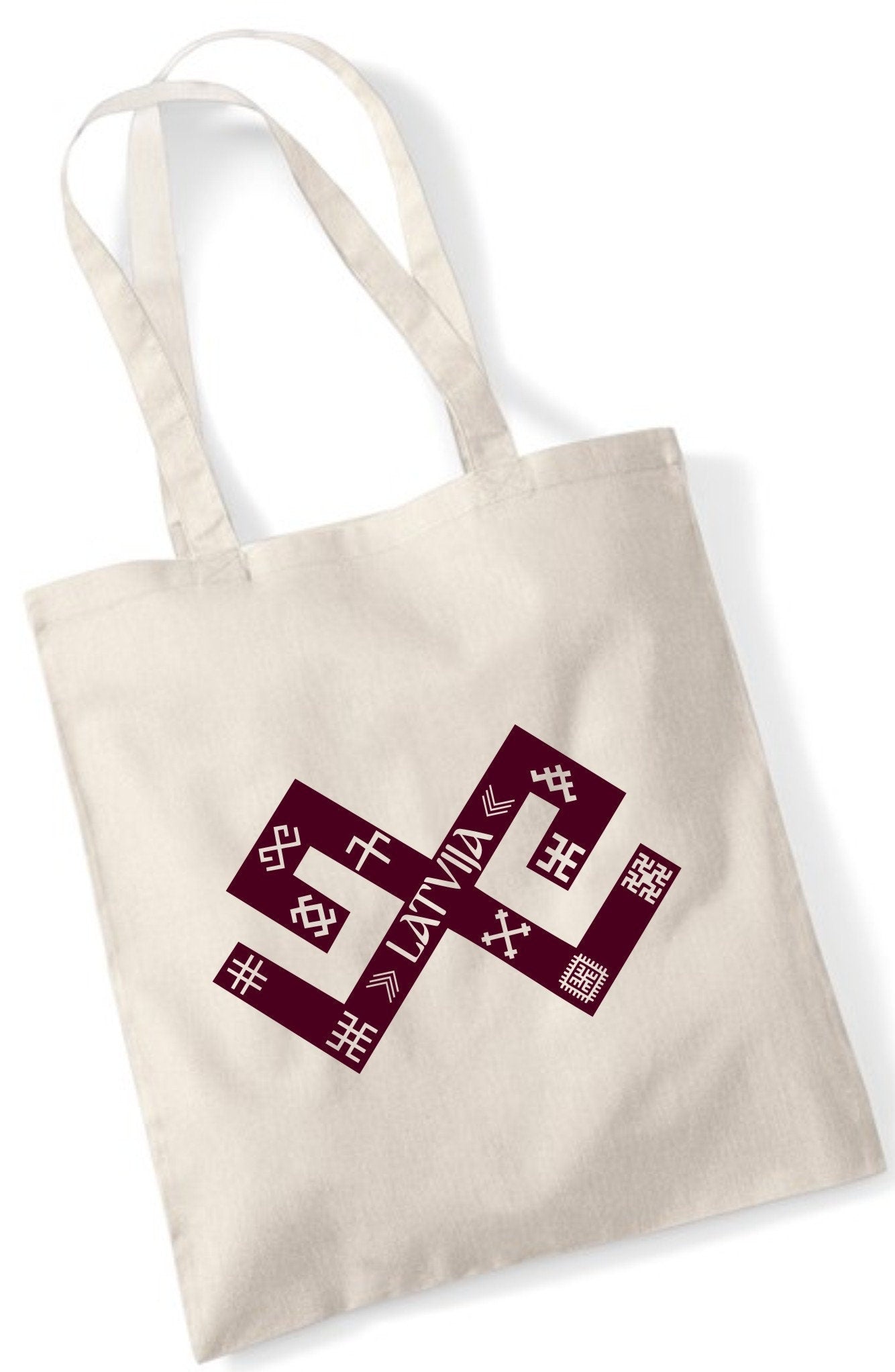 Tote bag  Latvian style  Natural Shopping bag for life long handles Latvia gift present davana Latvija