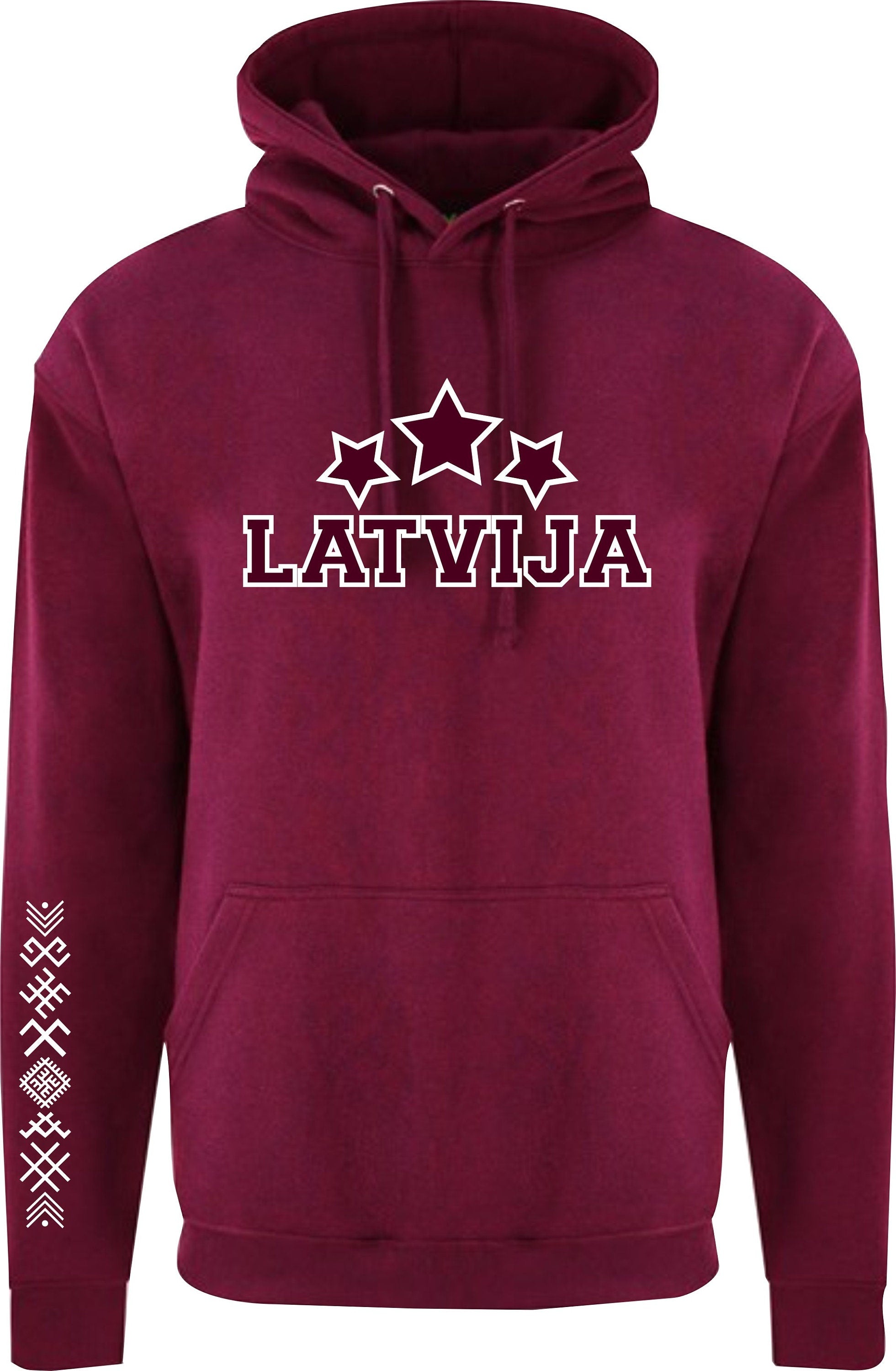 LATVIJA Hoodie two colour front print  Men / Ladies / Unisex 3 stars jumis symbol 3 zvaigznes Latvia