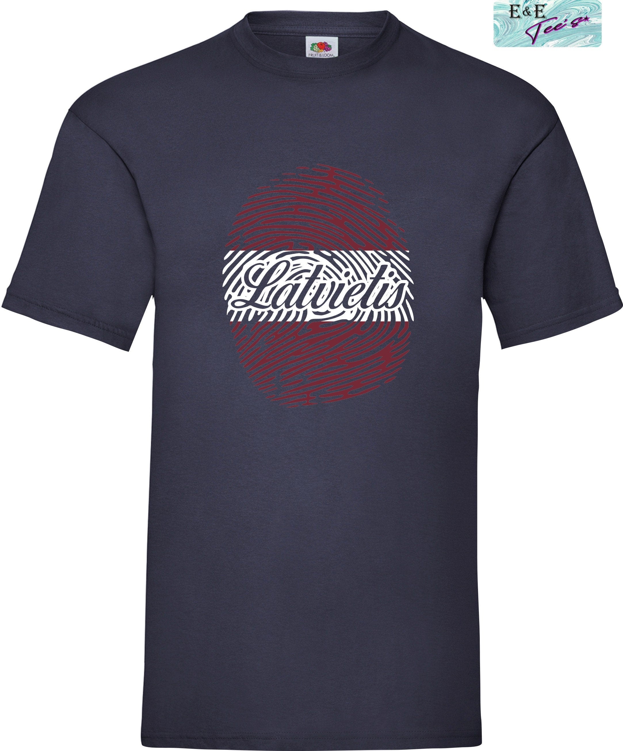 Latvietis fingerprint printed t-shirt Latvian Mens Patriotic Dāvana Latvija t krekls