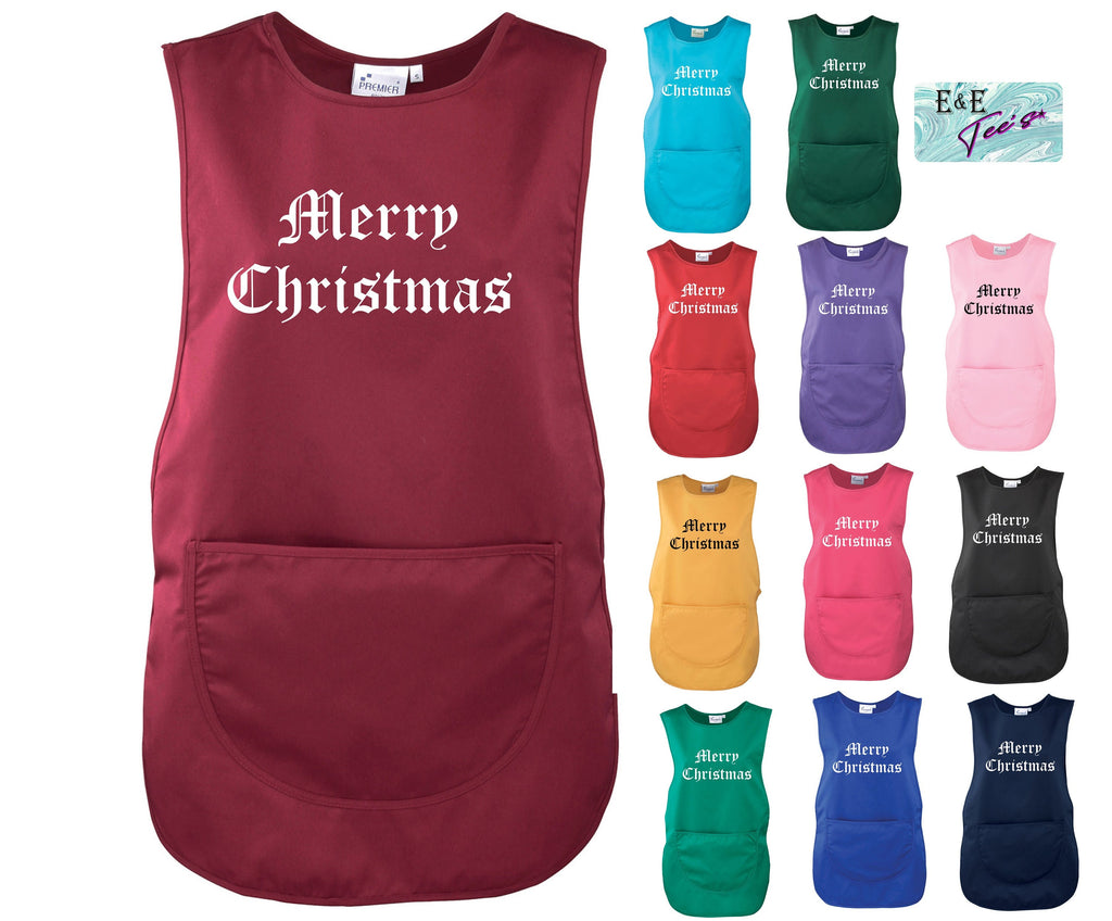 Tabard Apron Merry Christmas Santa's helper with pocket Premier Cleaning Unisex Workwear