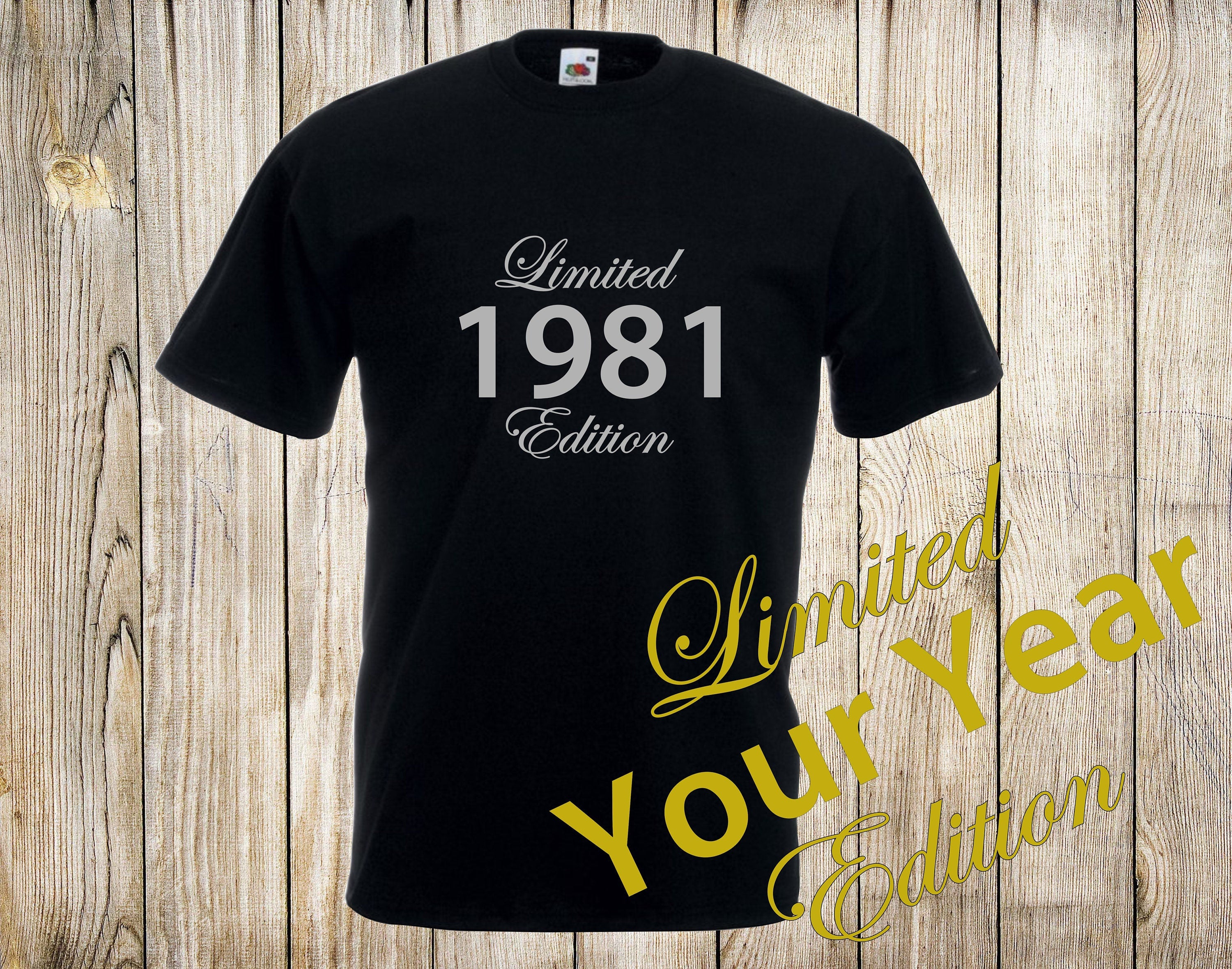 Limited edition Year printed  on unisex t-shirt personalised present, 40th, 30th Birthday gift