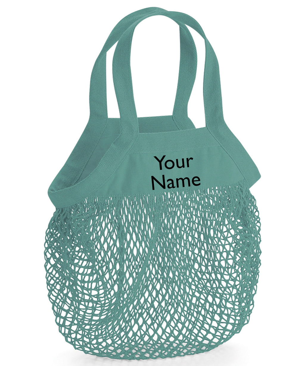 Organic Cotton Mesh 10L Reusuable Grocery Shopping Bag For Life with personalized name Gift Present