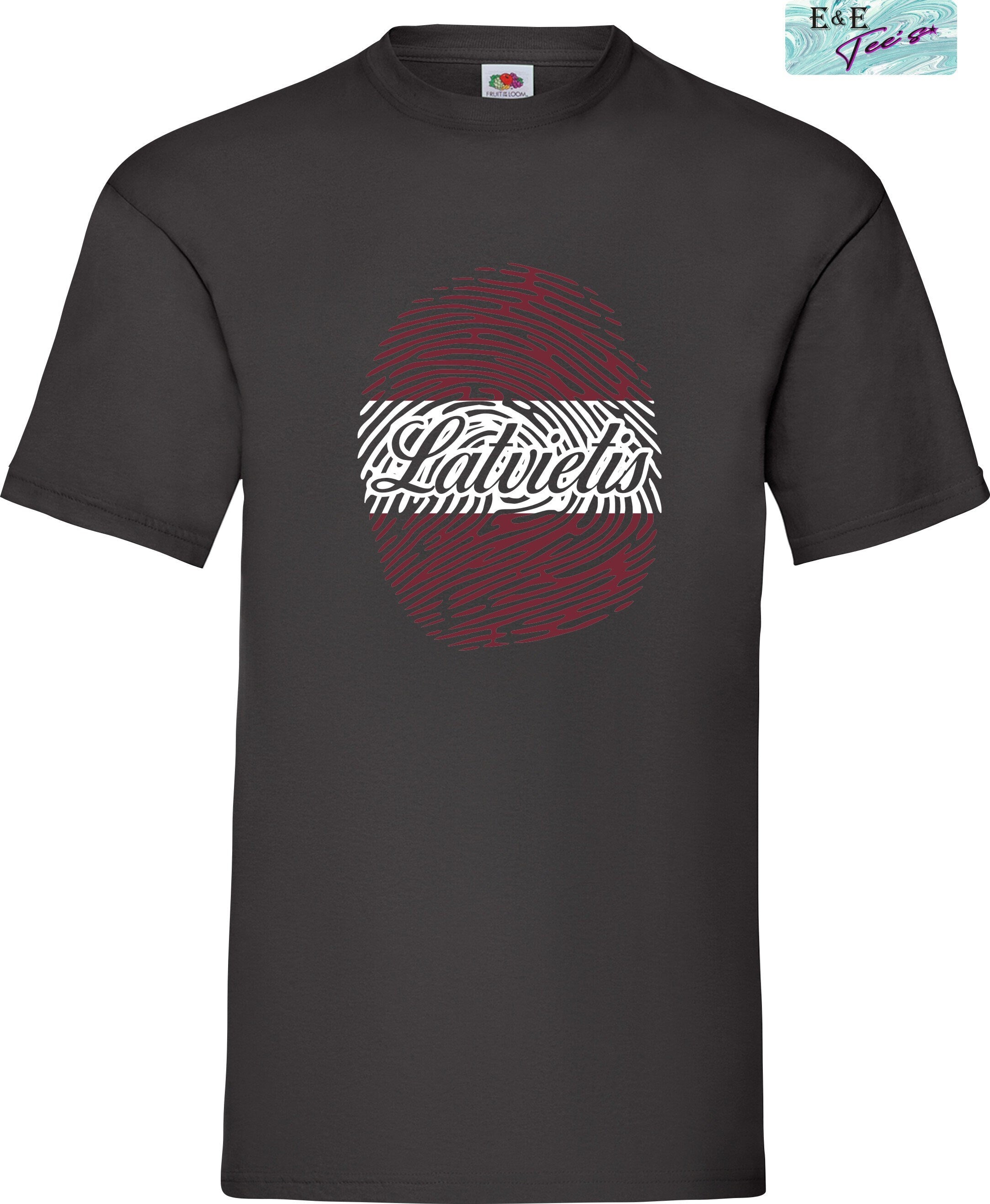 Latvietis fingerprint printed t-shirt Latvian Mens Patriotic Dāvana Latvija t krekls