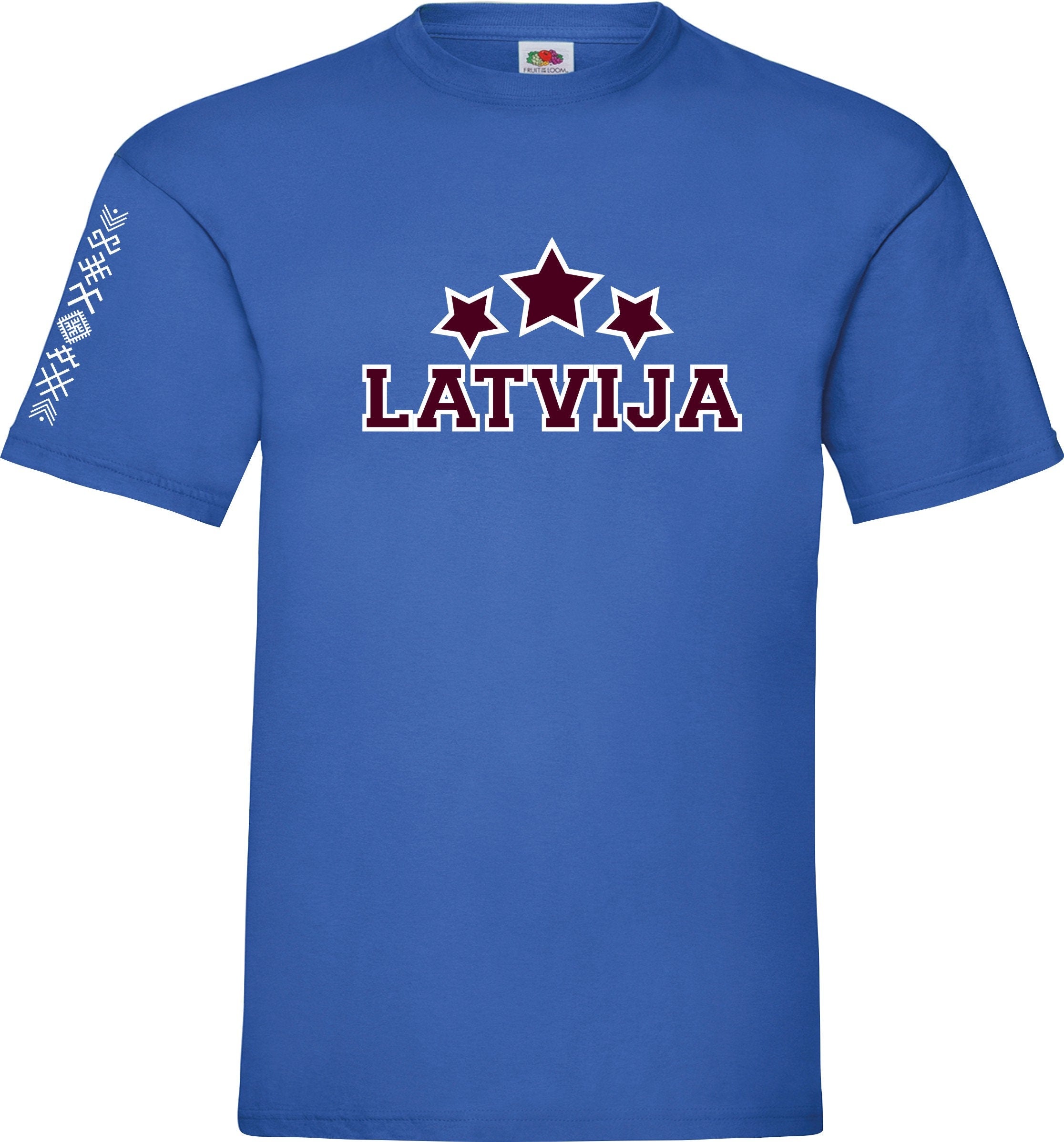Latvija LATVIA symbol print t-shirt ornamenti jumis 3 zvaigznes t-krekls