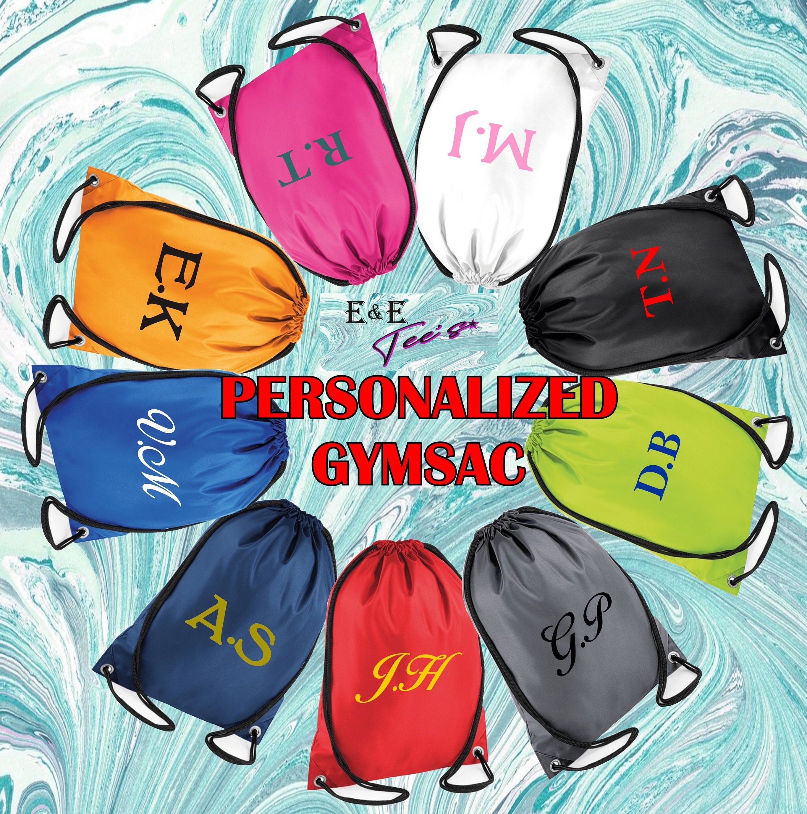 Gymsac Gym bag Gymnastic Sport bag Personalized initials gift present sport event school
