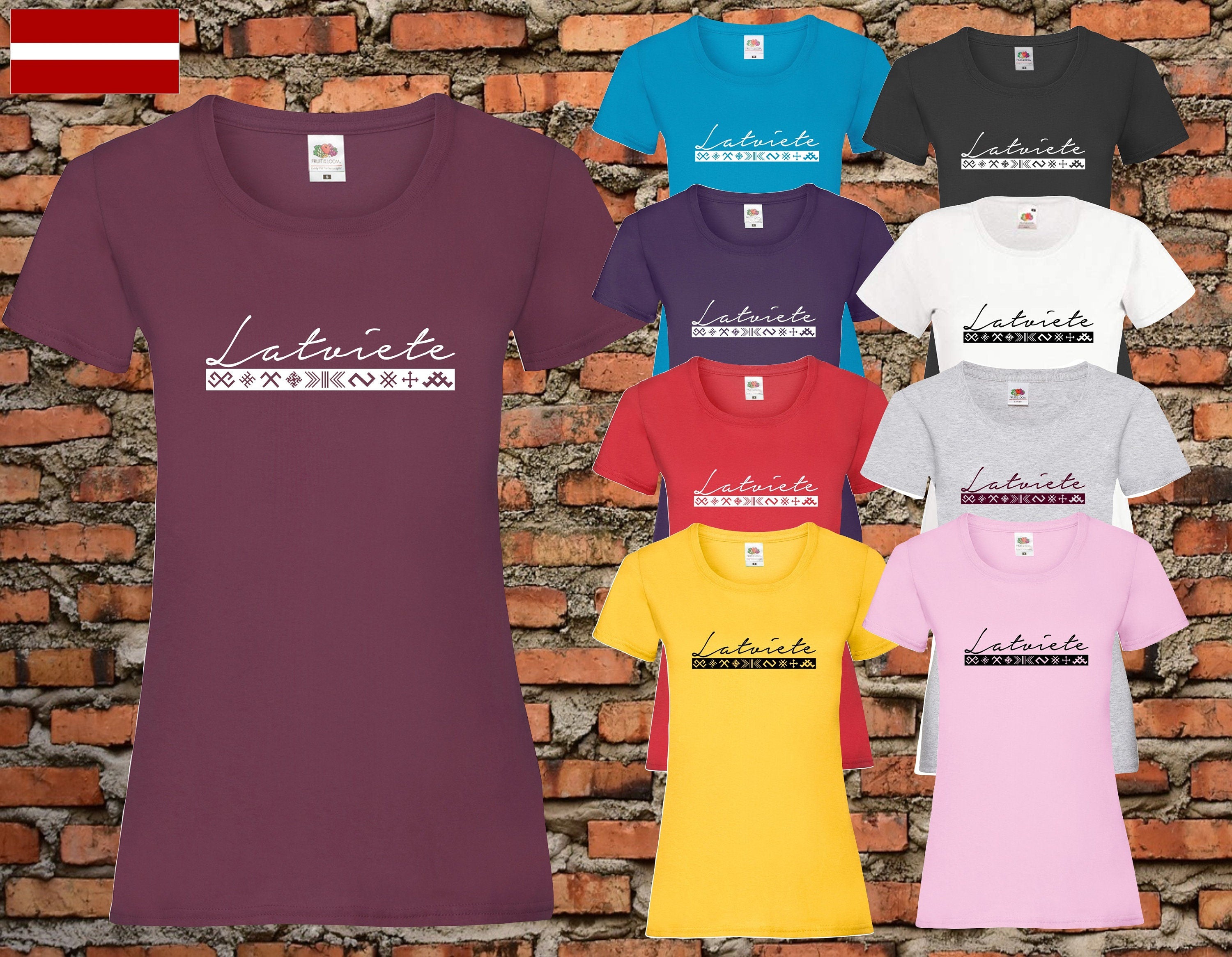 Latviete lady fit printed t-shirt, Latvia, Latvian style patriotic Latviete t-krekls dāvana