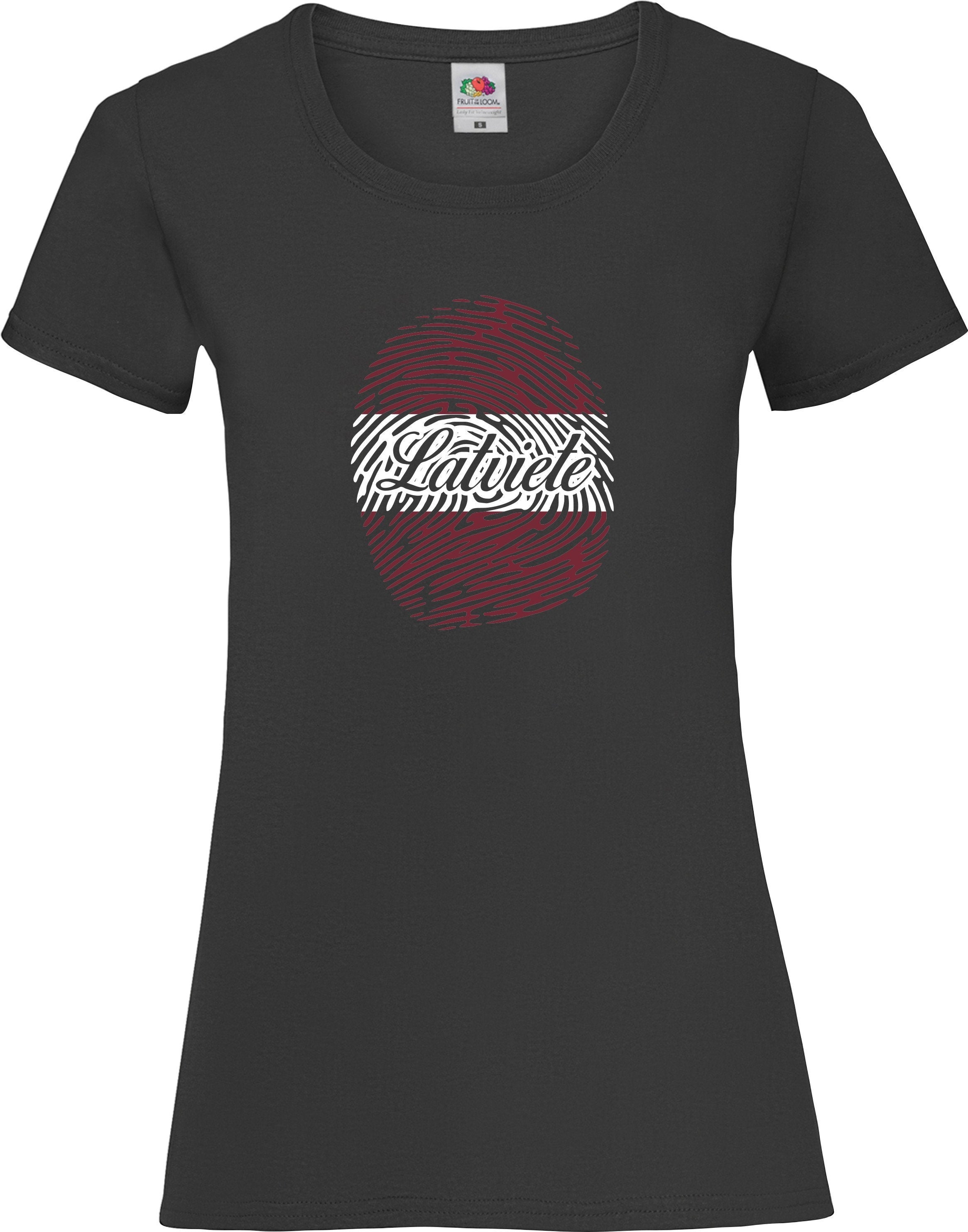 Latviete fingerprint lady fit printed t-shirt, Latvia, Latvian style patriotic Latviete t-krekls dāvana