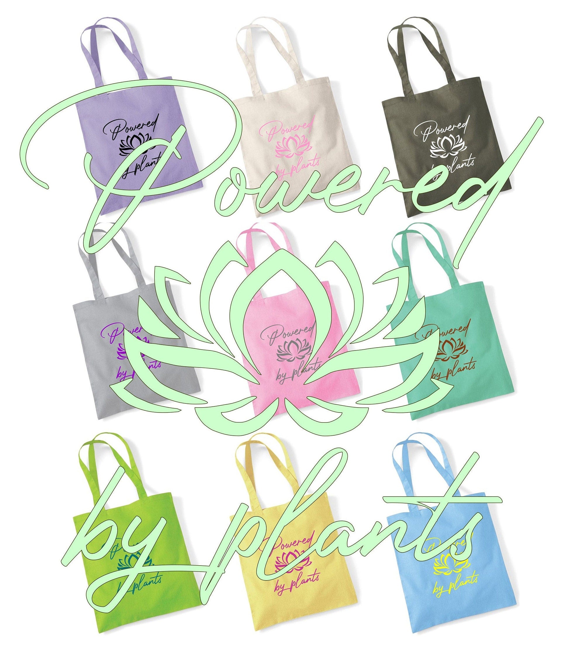 Powered by plants Vegan Meat free Shopping bag for life long handles gift presen