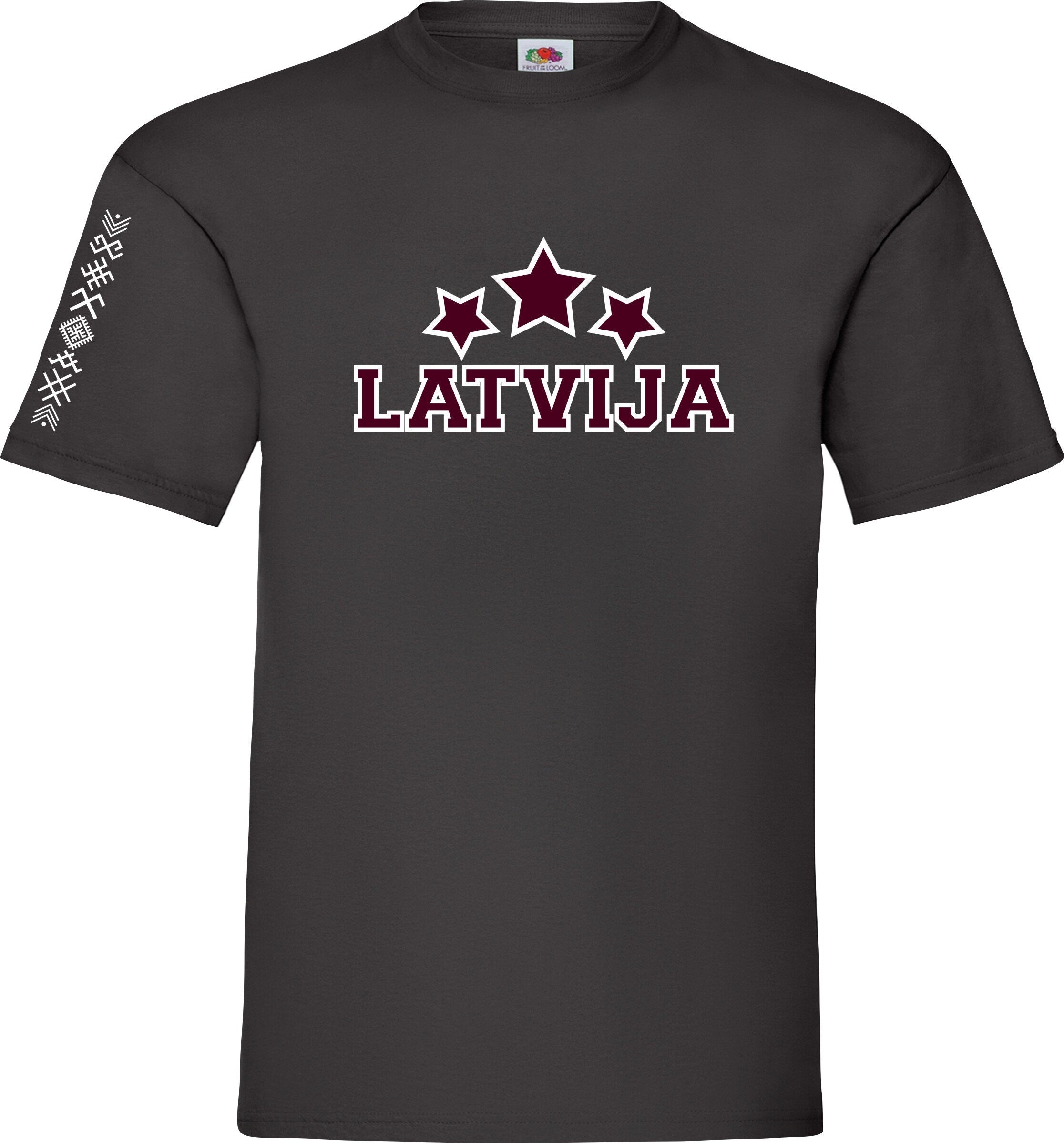 Latvija LATVIA symbol print t-shirt ornamenti jumis 3 zvaigznes t-krekls