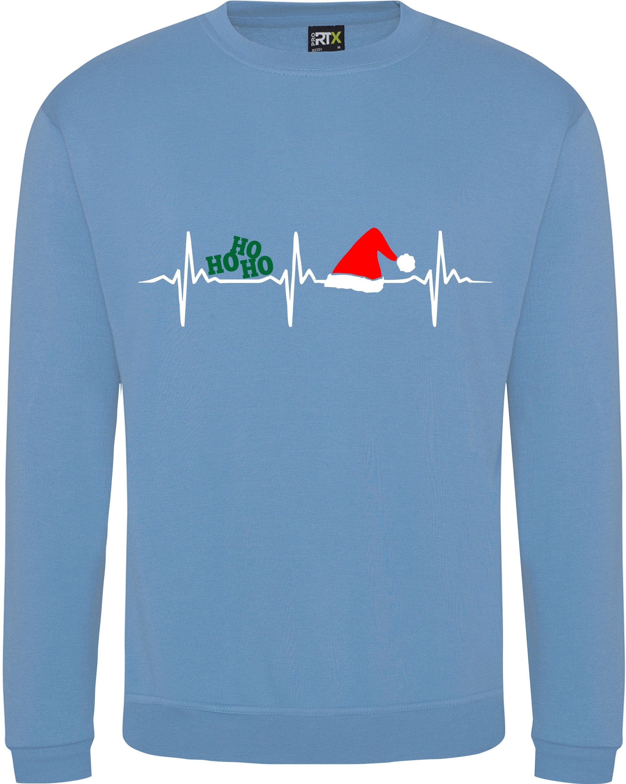 Merry Christmas Heartbeat Santa Sweatshirt Top Unisex Adult Jumper present gift S-XXXXXL
