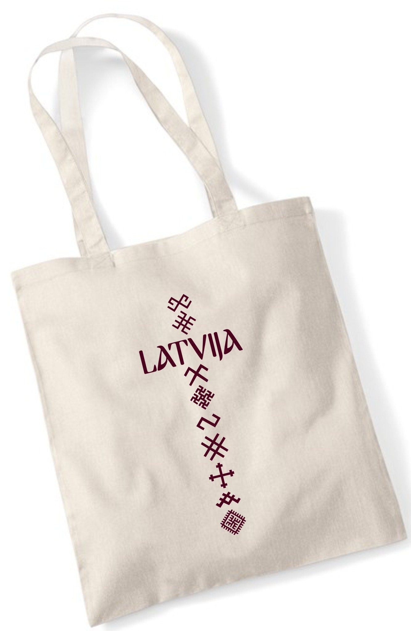 Tote bag  Latvian style  Natural Shopping bag for life long handles Latvia gift present davana Latvija