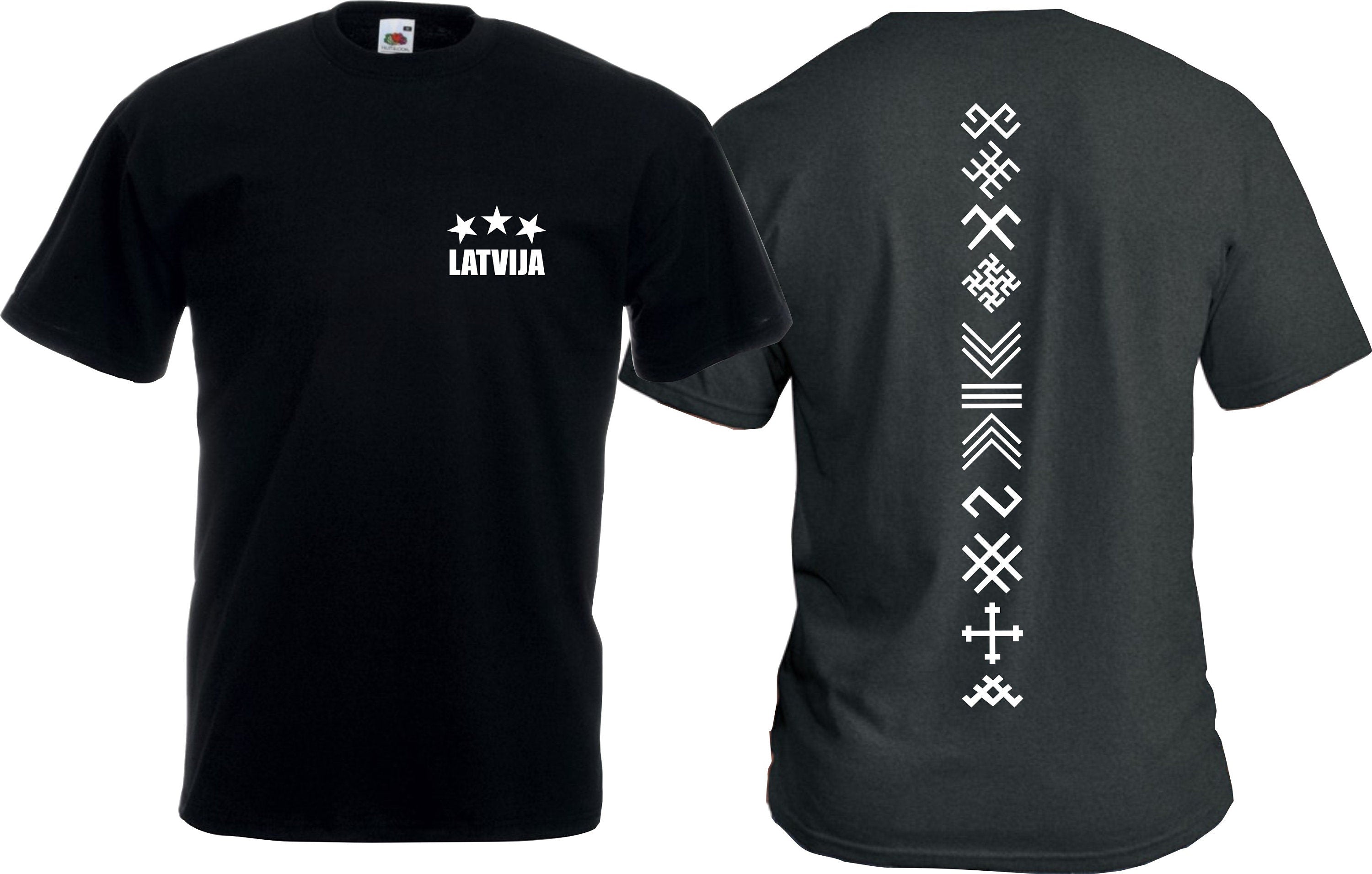 Latvija LATVIA symbol print t-shirt ornamenti jumis 3 zvaigznes t-krekls