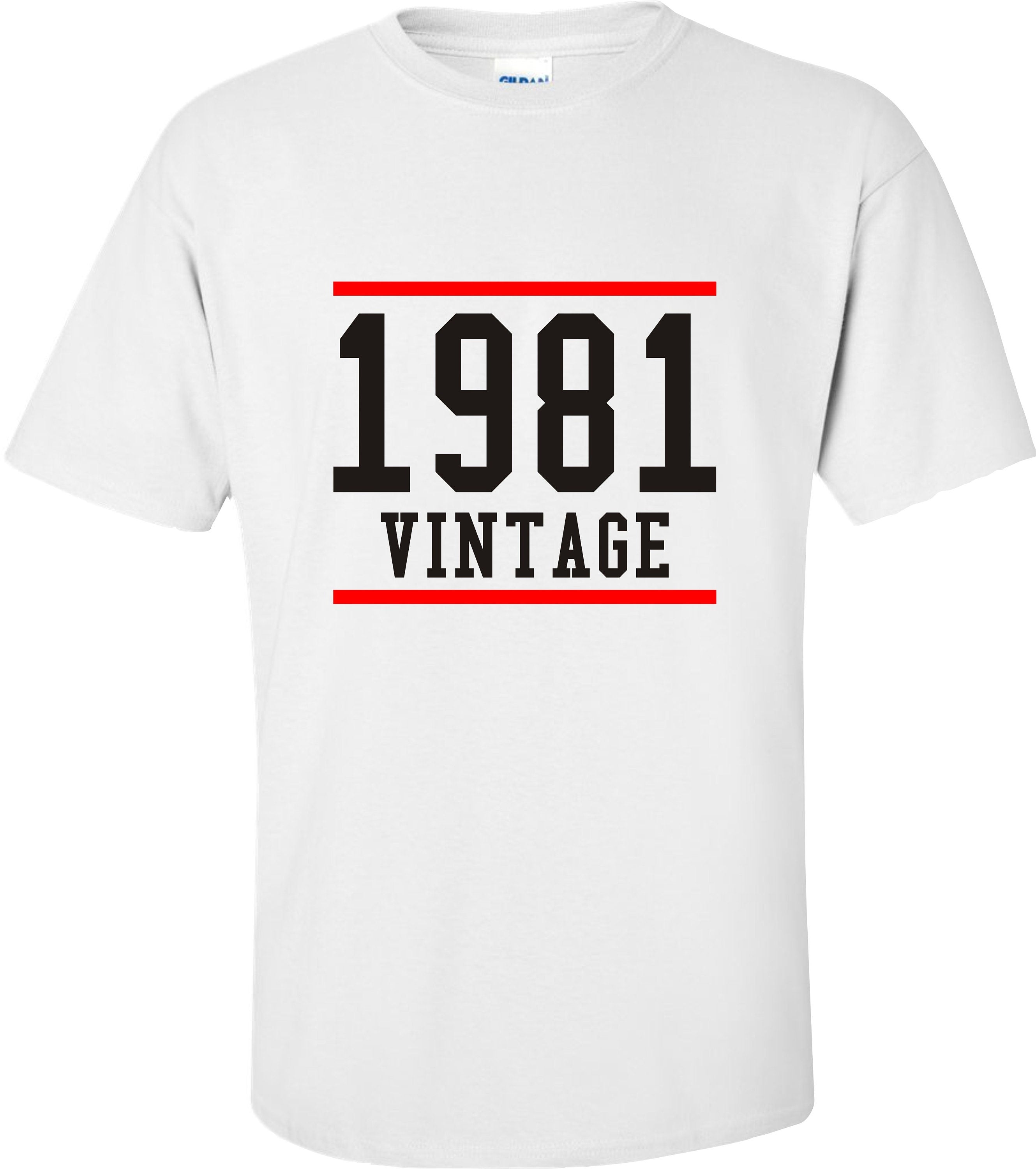 1981 Vintage Year printed  on unisex t-shirt personalised present, 40th, 30th Birthday gift