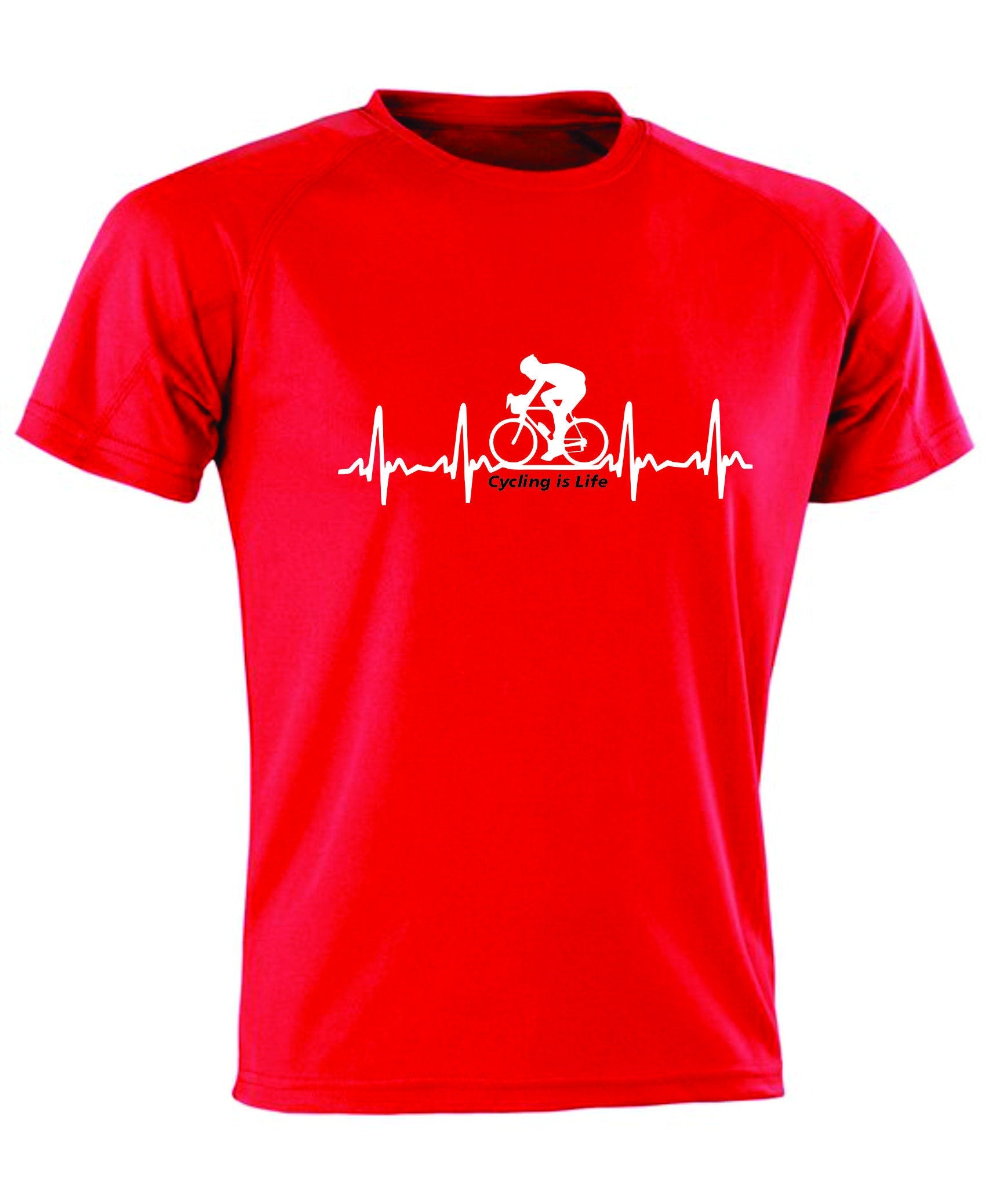 Heartbeat Cycling is Life Adult Bike Gift Bicycle Fan Gift Cycle T SHIRT UNISEX 100% Polyester 10 Colours (S-XXXL)