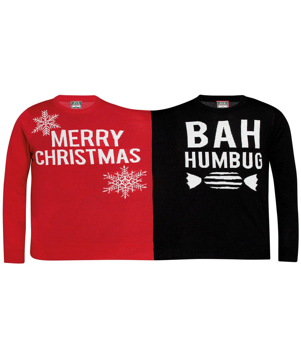 Adults Double Merry Christmas/Bah Humbug Wedding Couple Just Married Christmas Jumper Christmas gift present