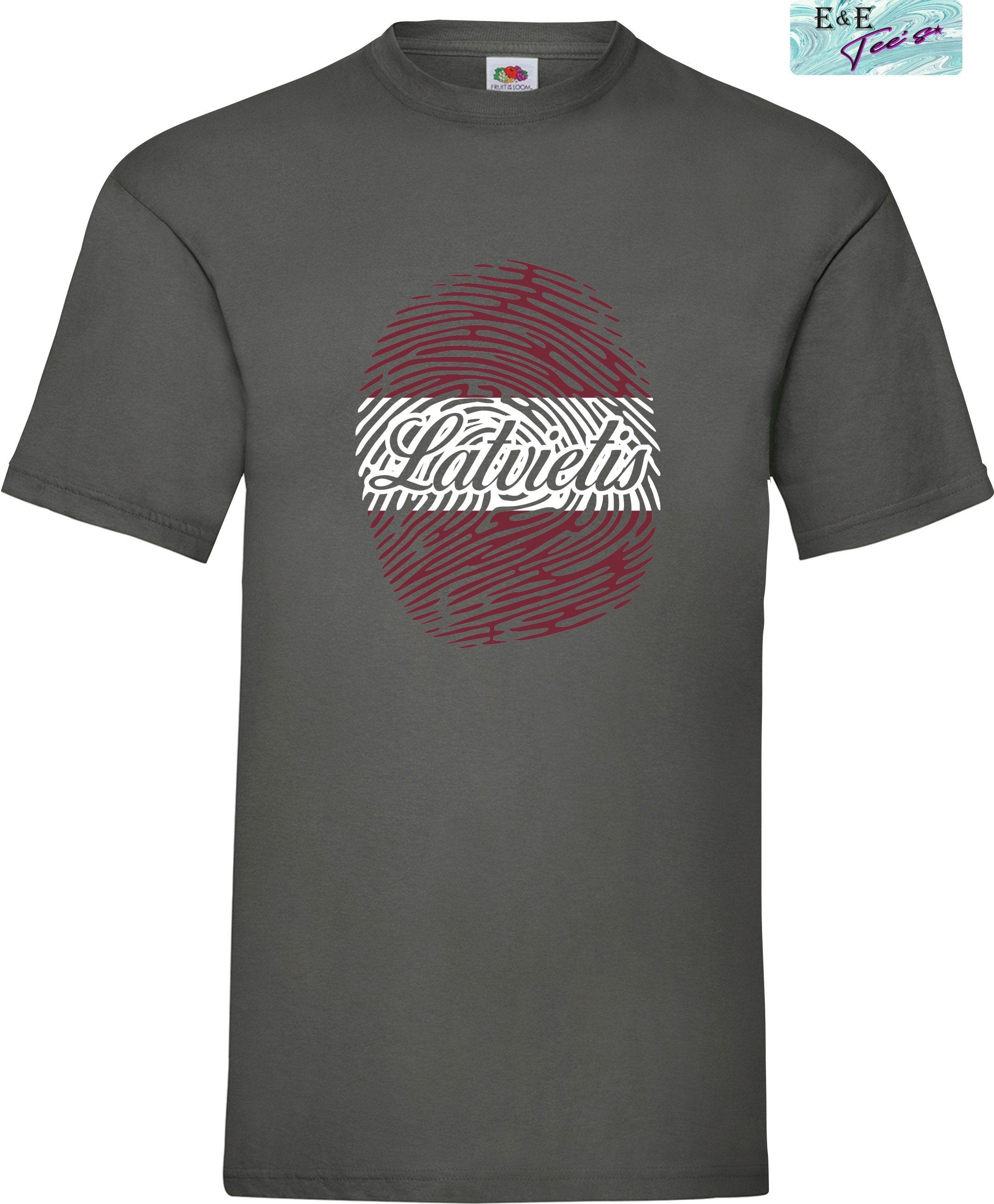 Latvietis fingerprint printed t-shirt Latvian Mens Patriotic Dāvana Latvija t krekls