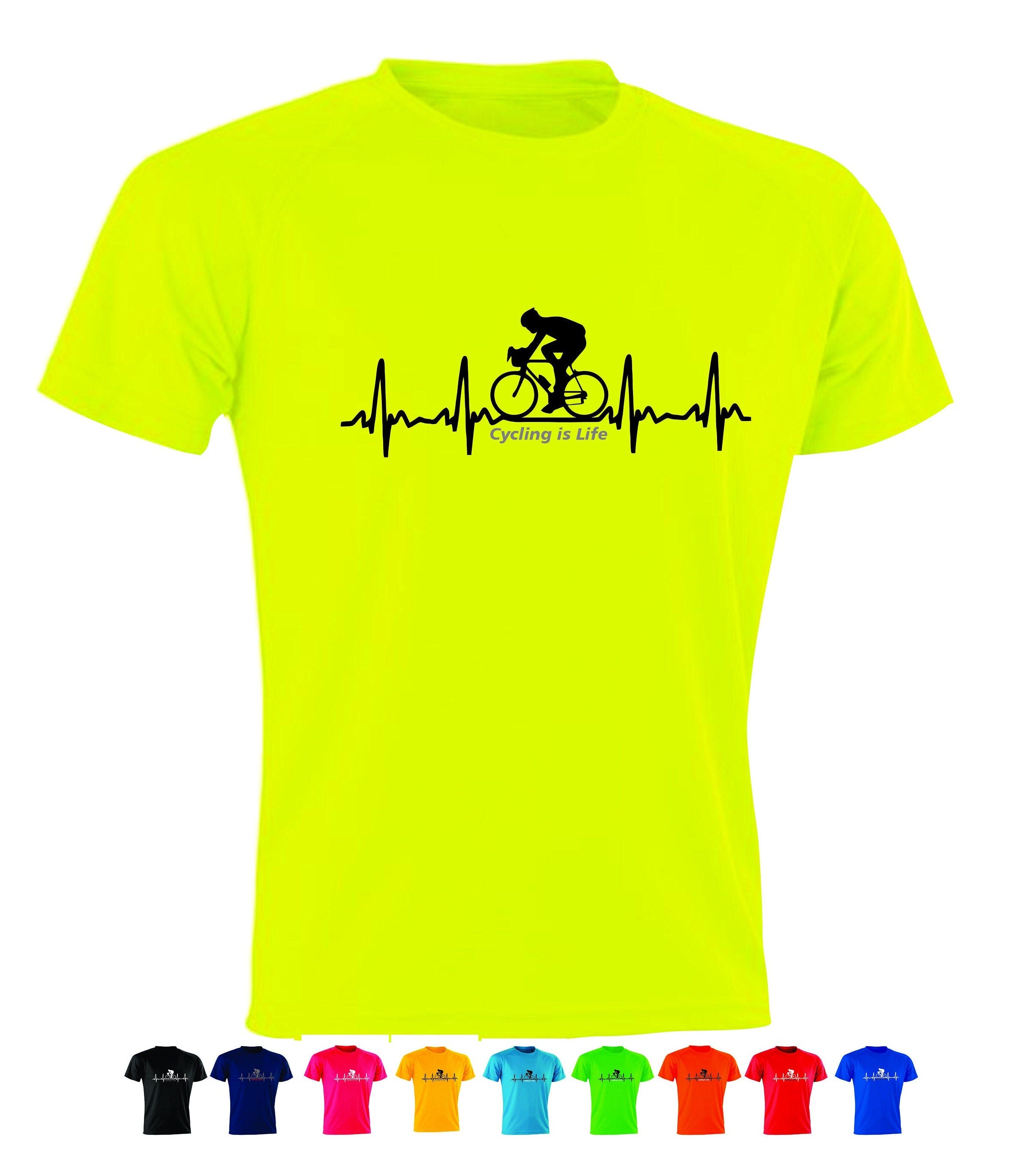 Heartbeat Cycling is Life Adult Bike Gift Bicycle Fan Gift Cycle T SHIRT UNISEX 100% Polyester 10 Colours (S-XXXL)