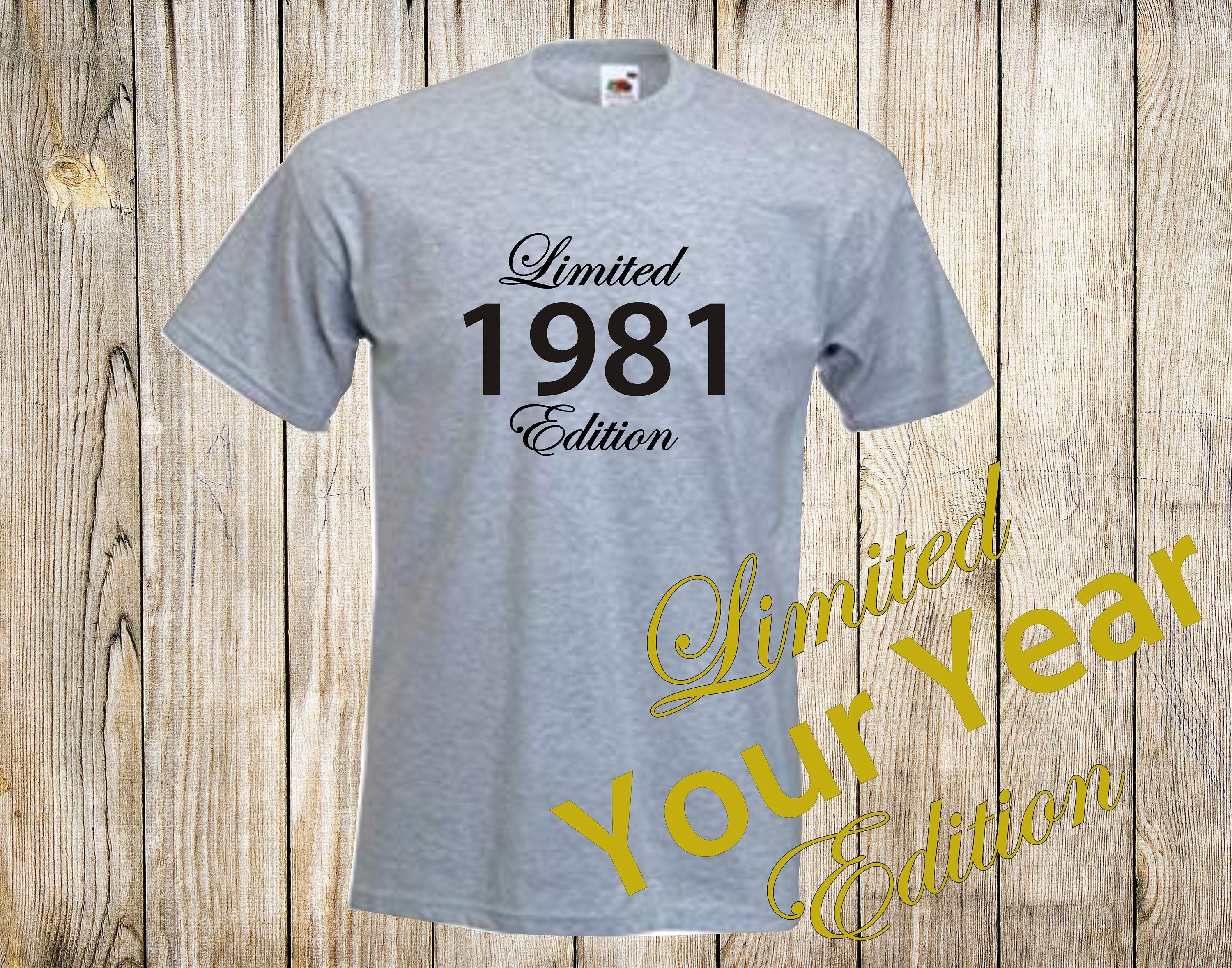 Limited edition Year printed  on unisex t-shirt personalised present, 40th, 30th Birthday gift