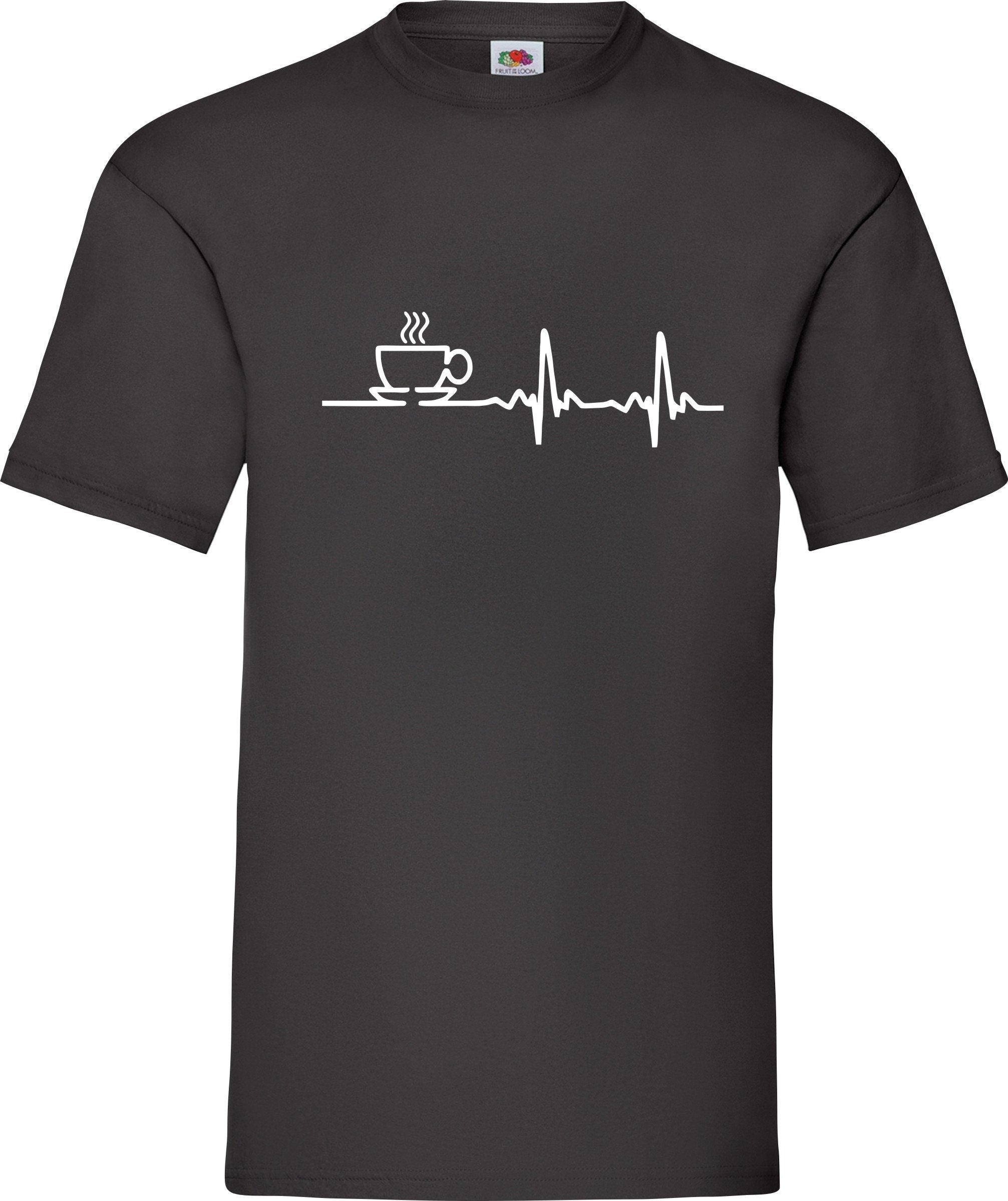 Love coffee tea cup addict heartbeat printed unisex adult gift t-shirt Tee Top