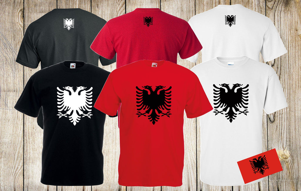 Albania printed T Shirt Albanian style double-headed eagle Albanian flag Tee