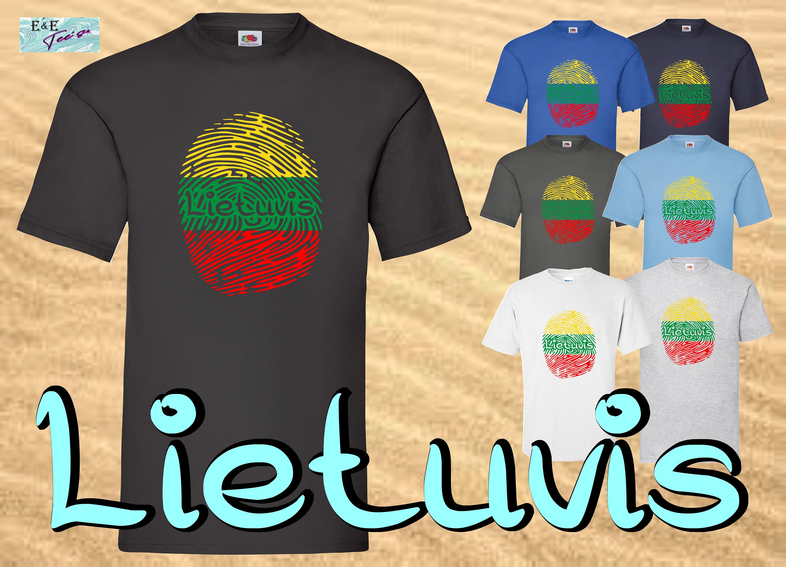 Lietuvis fingerprint printed t-shirt Lithuanian style Mens Lietuva Patriotic Gift present top