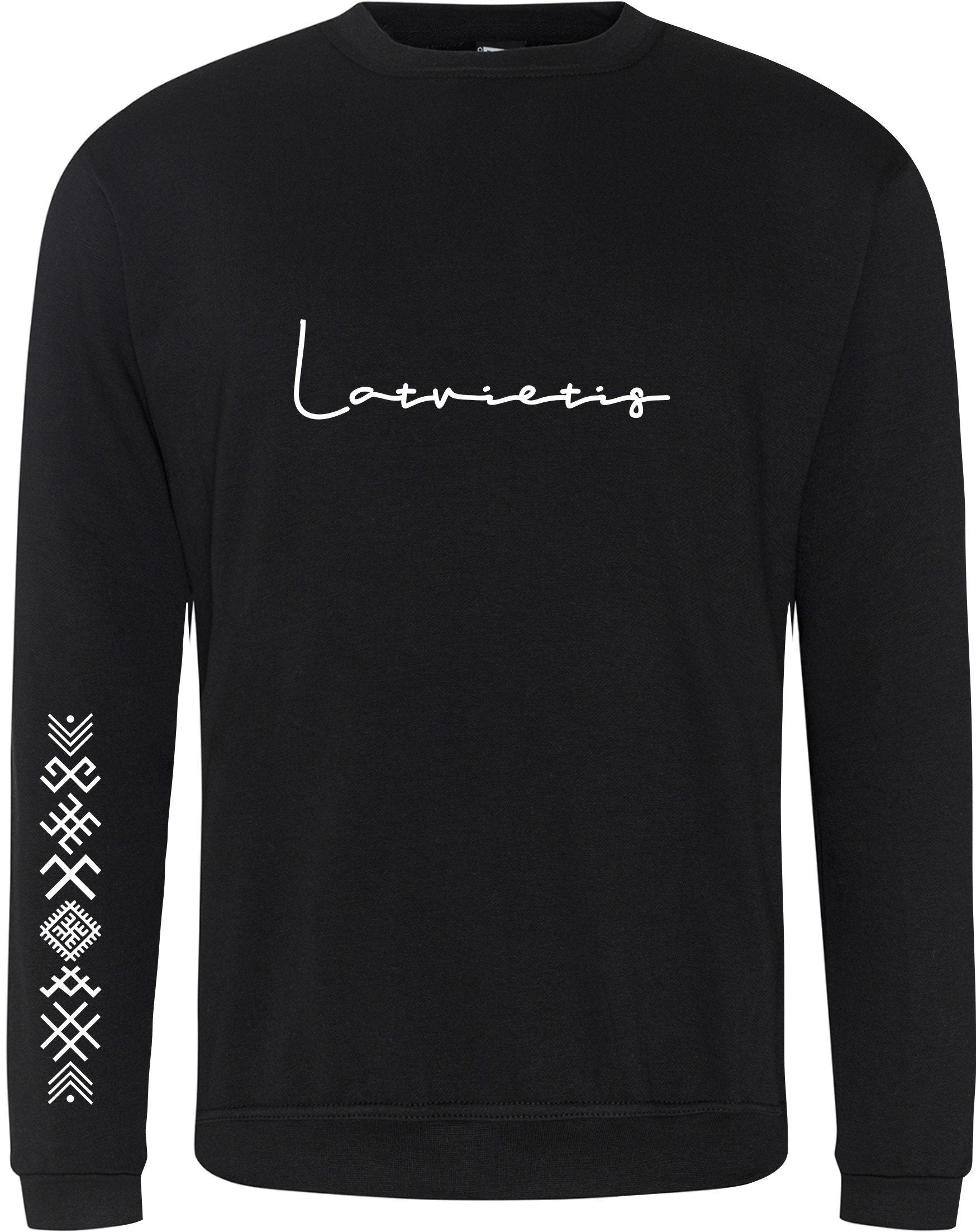 Latvietis Latviete Latvija jumper Latvia symbol print on sleeve ornamenti  For him For her Unisex Sweatshirt Gift Present S-XXXXXL