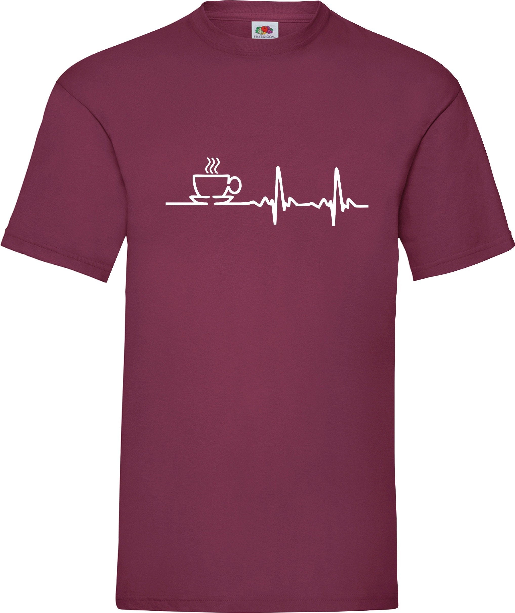 Love coffee tea cup addict heartbeat printed unisex adult gift t-shirt Tee Top