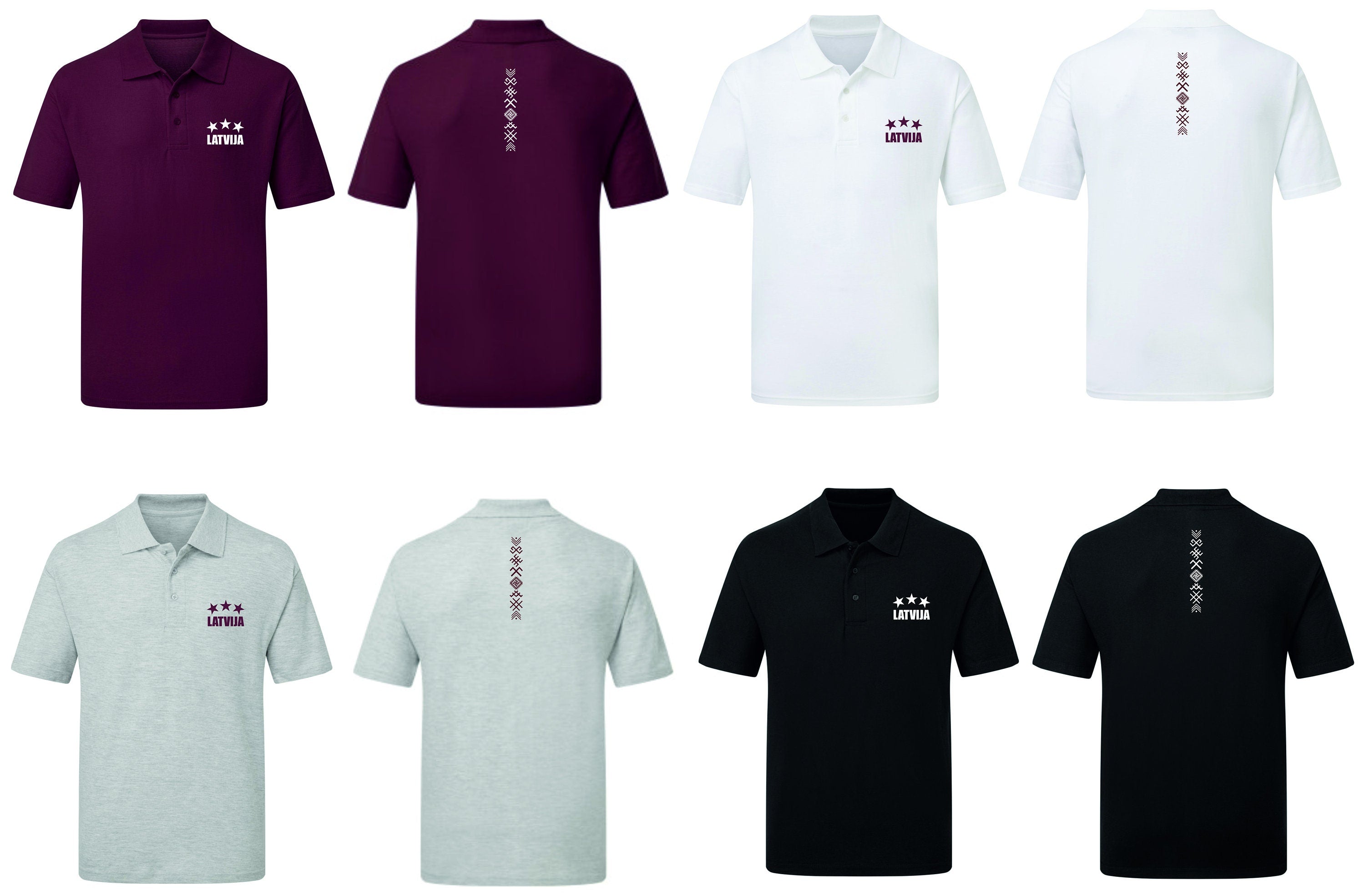 Latvija polo shirt burgundy 3 stars jumis symbols 3 zvaigznes Latvija (XS-XXXXXL) Unisex Polo Top shirt