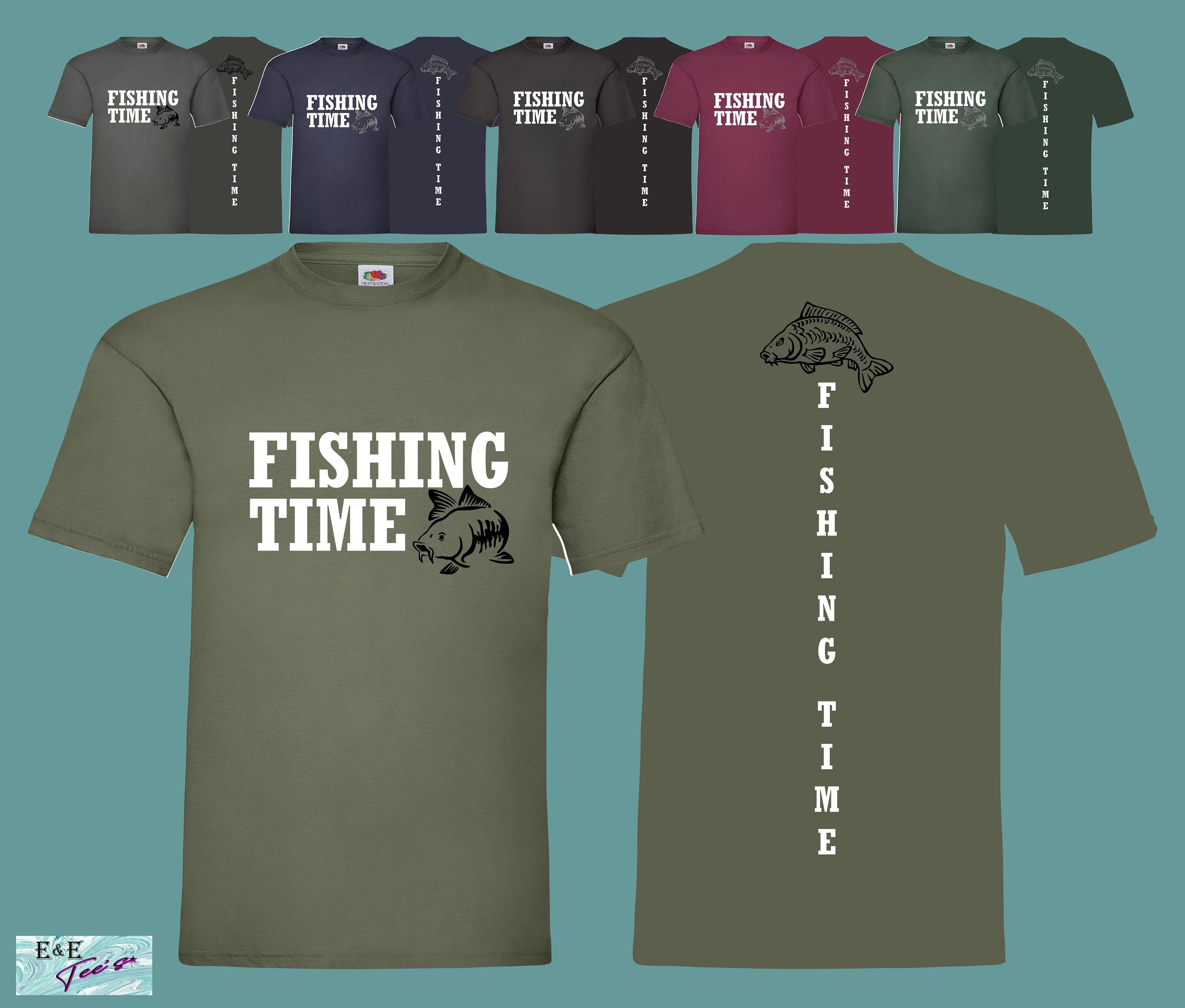 Fishing Time T shirt Fish Angling Unisex Christmas Present Hobbies Gift Top