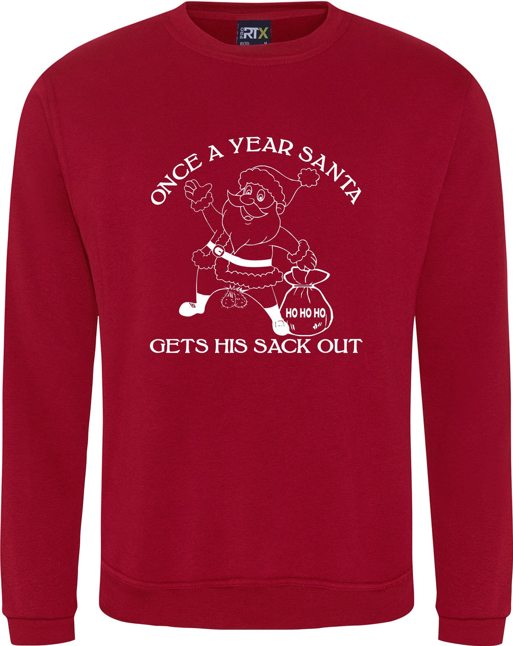 Once a year Santa get his sack out Christmas Jumper rude joke funny Sweatshirt S-XXXXXL